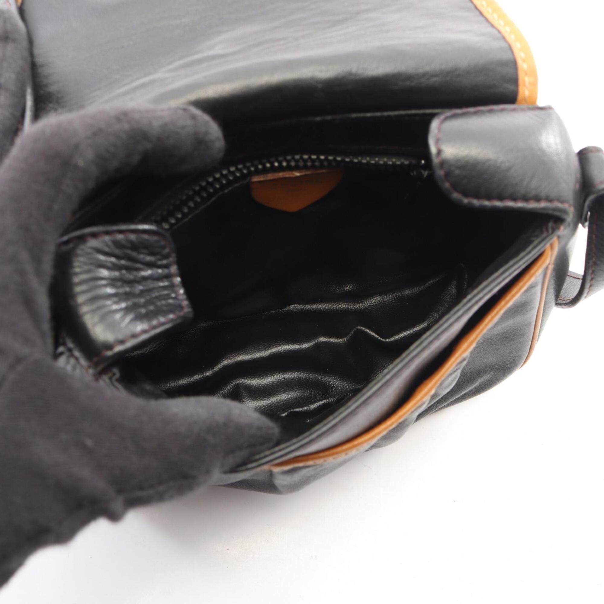 Celine Black Brown Leather Handbag Shoulder Bag (Pre-Owned)