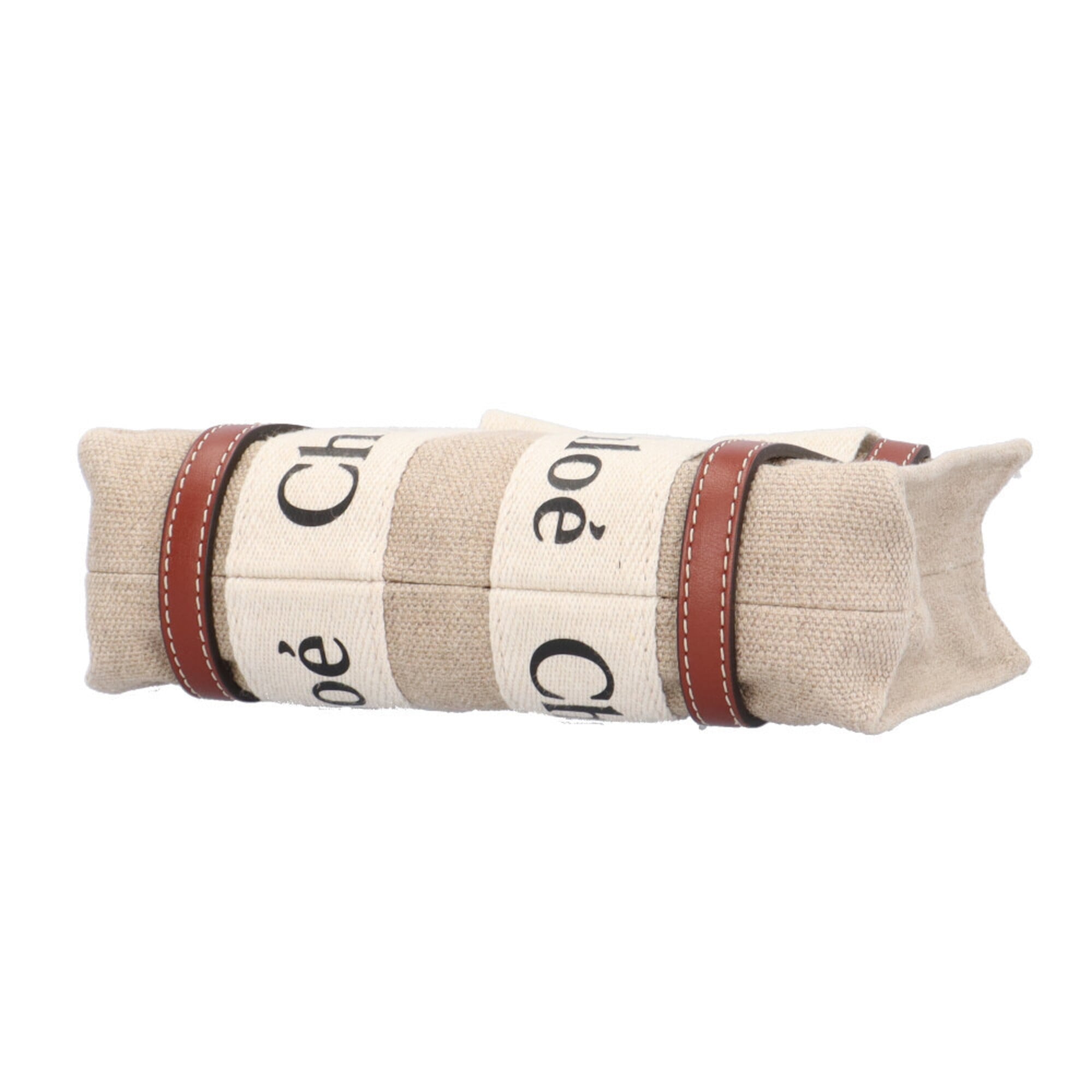 Chloé Brown White Linen Leather Shoulder Bag (Pre-Owned)