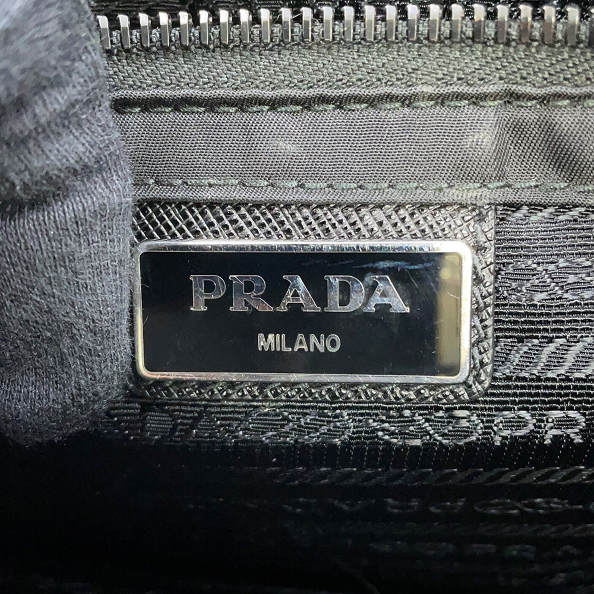 Prada Black Gray Brown Nylon Leather Handbag Shoulder Bag (Pre-Owned)