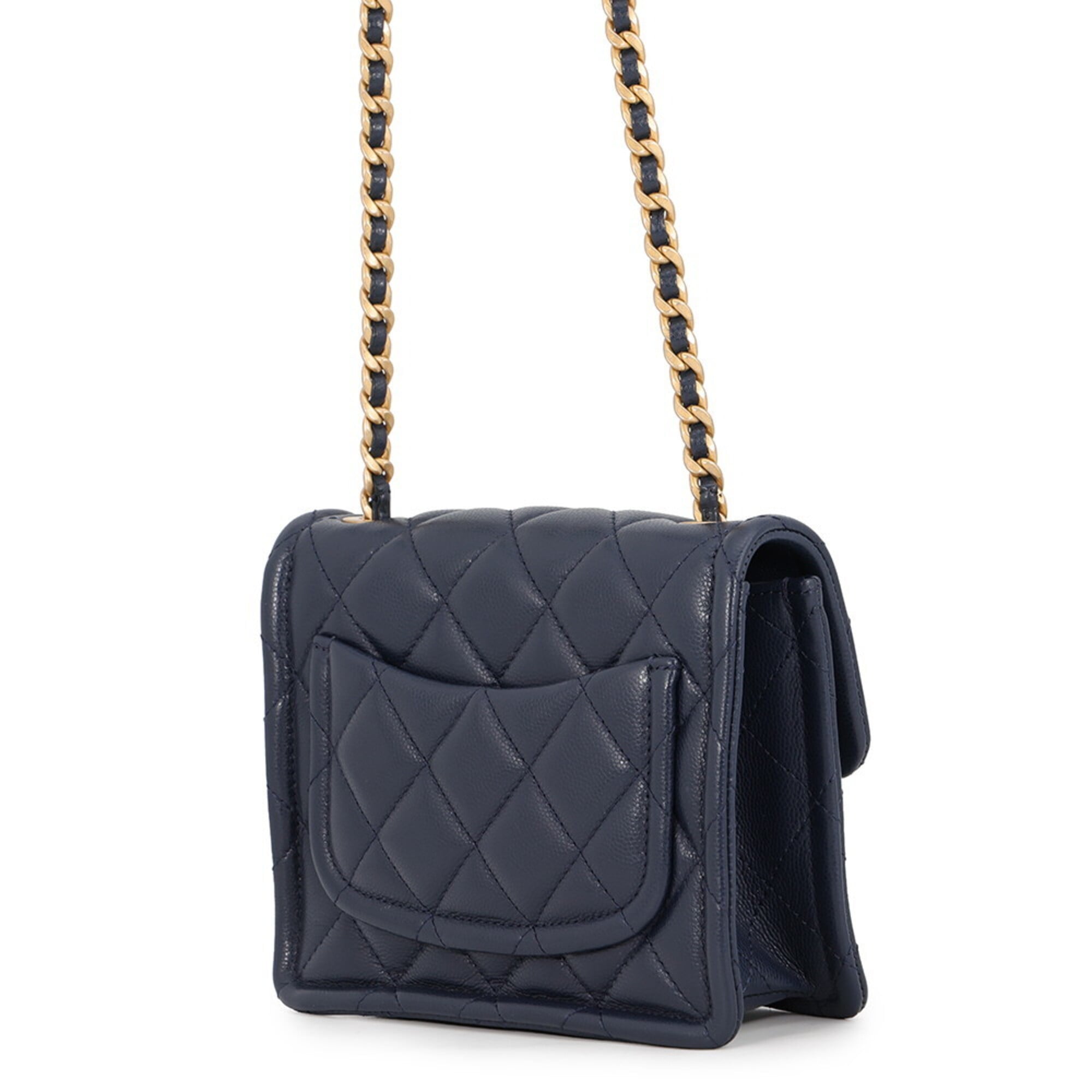 Chanel Matelasse Navy Grained Calfskin Handbag Shoulder Bag (Pre-Owned)