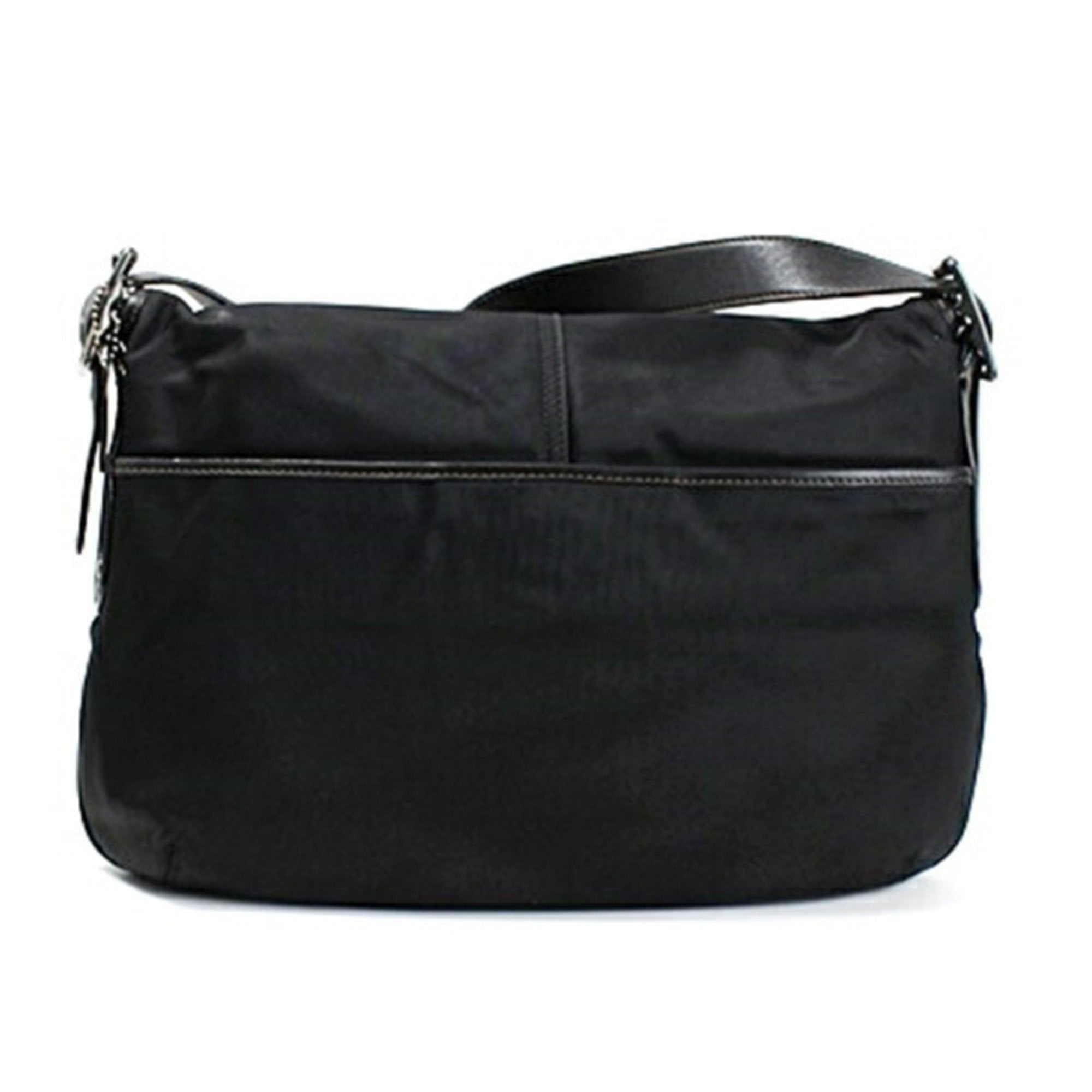 Coach Signature Black Light Brown Nylon Leather Messenger Bag Shoulder Bag (Pre-Owned)