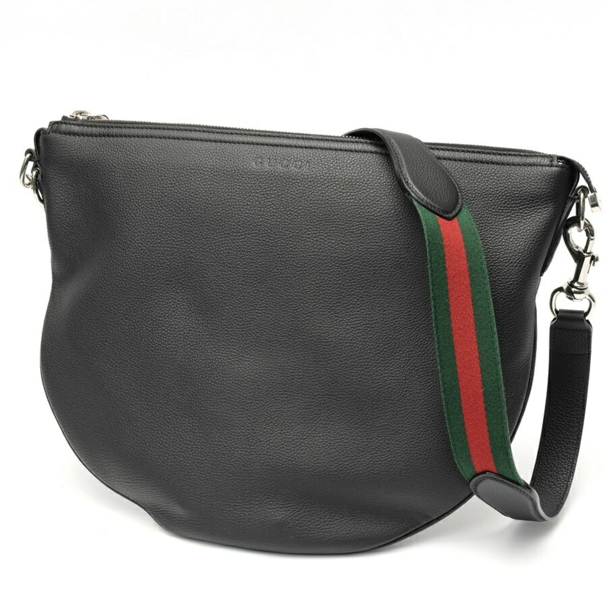Gucci Sherry Line Black Leather Shoulder Bag (Pre-Owned)