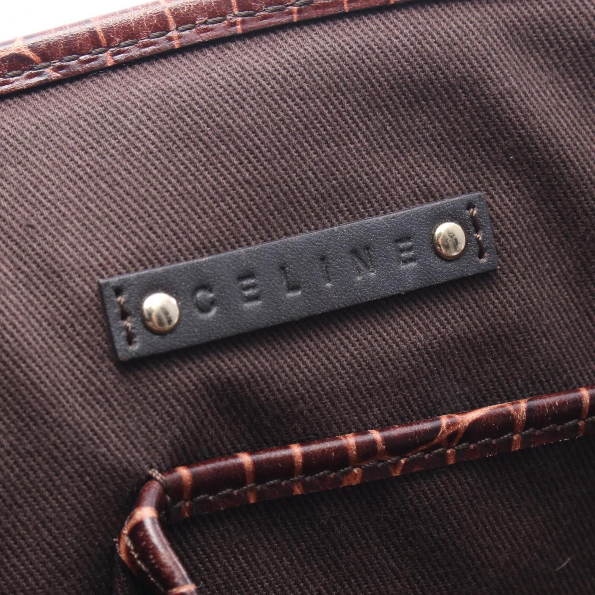 Celine Macadam Brown Canvas Leather Handbag Tote Bag (Pre-Owned)