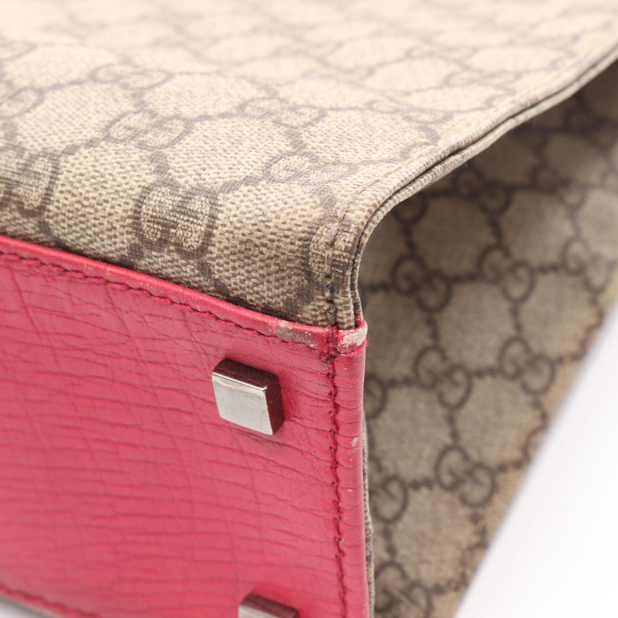 Gucci Beige Pink Pvc Coated Canvas Leather Handbag Tote Bag (Pre-Owned)