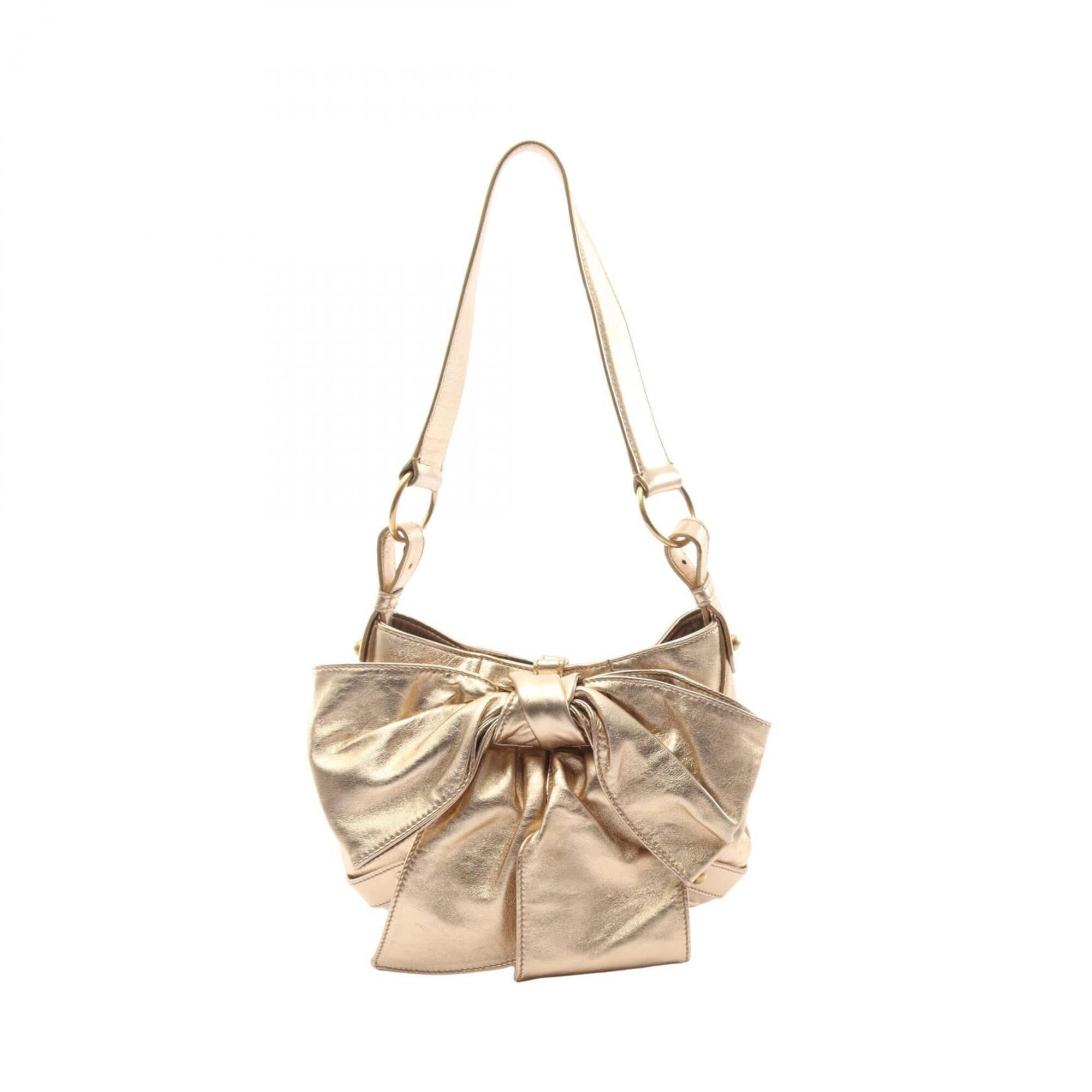 Yves Saint Laurent Gold Leather Handbag Shoulder Bag (Pre-Owned)