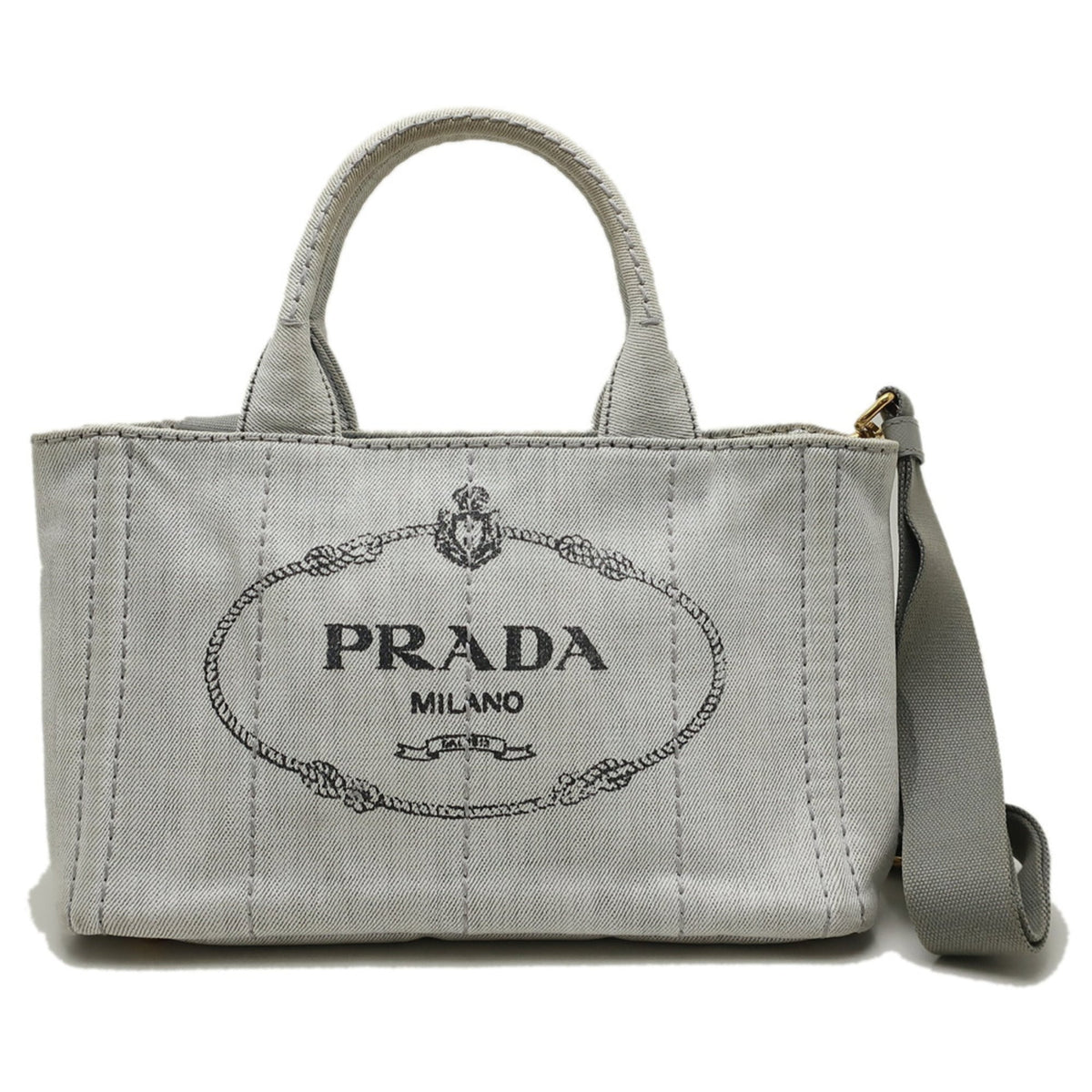 Prada Canapa Gold Cotton Canvas Handbag (Pre-Owned)