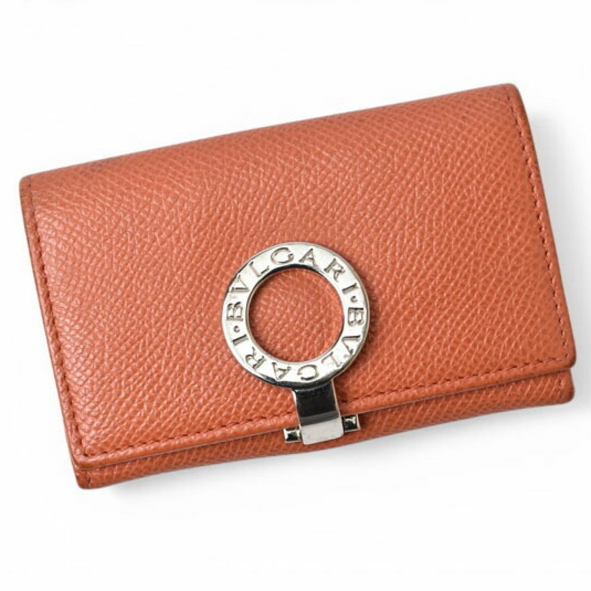 Bvlgari Orange Leather Coin Purse/Coin Case (Pre-Owned)