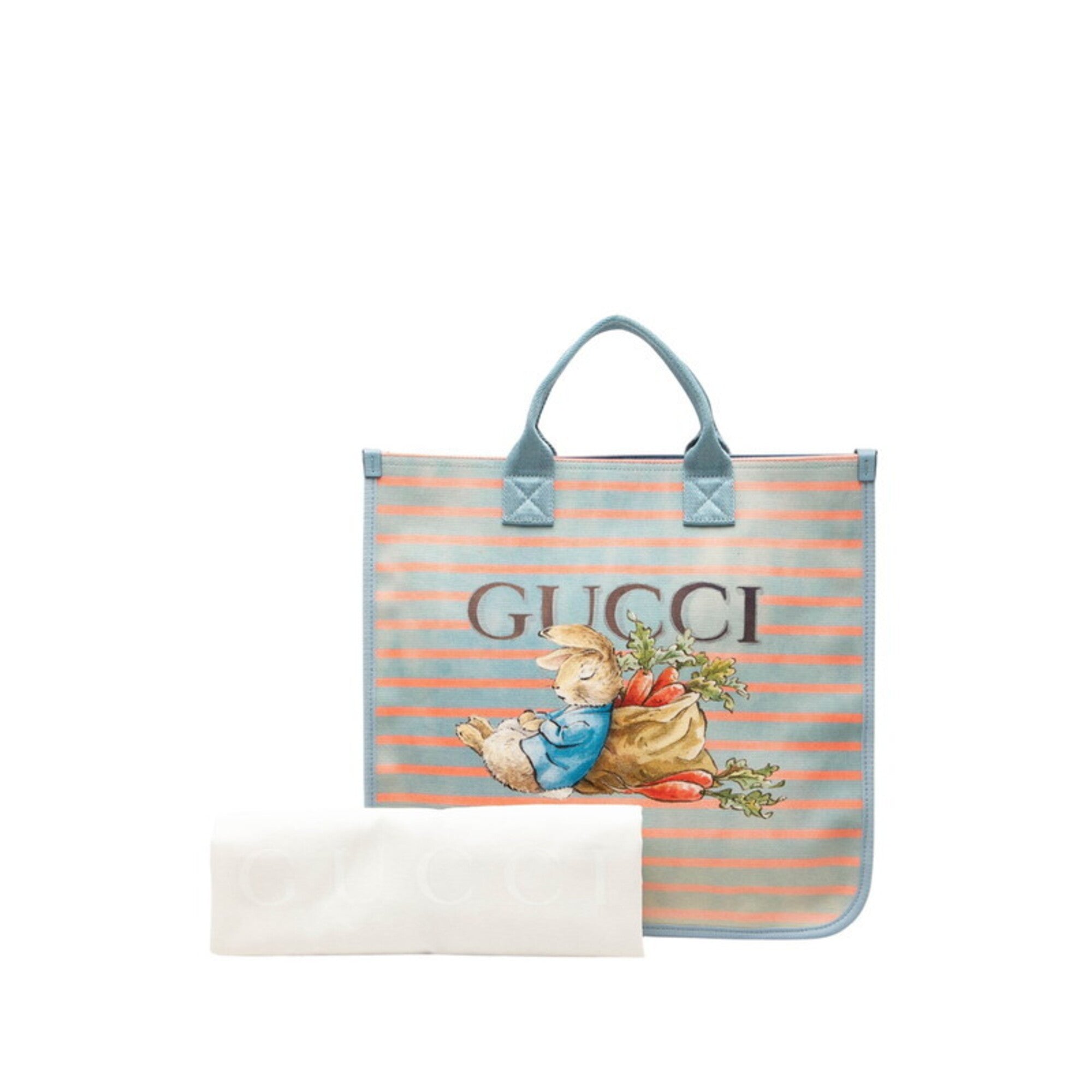 Gucci Blue Pink Canvas Nylon Handbag Tote Bag (Pre-Owned)