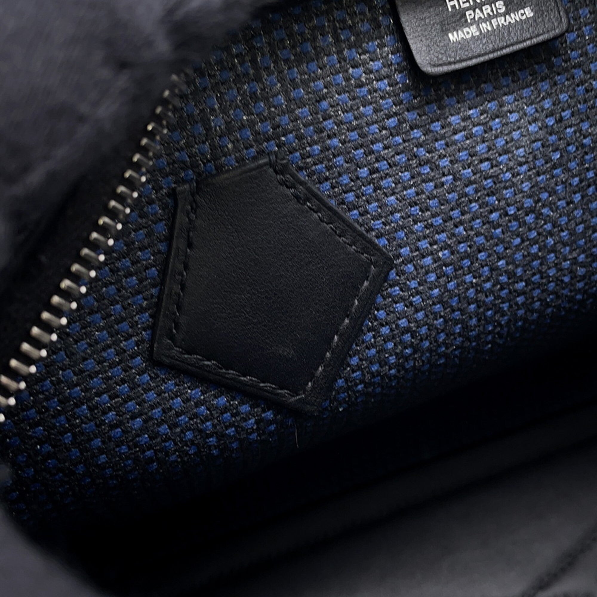 Hermes Black Bleu Saphir Swift Leather Canvas Handbag Shoulder Bag (Pre-Owned)