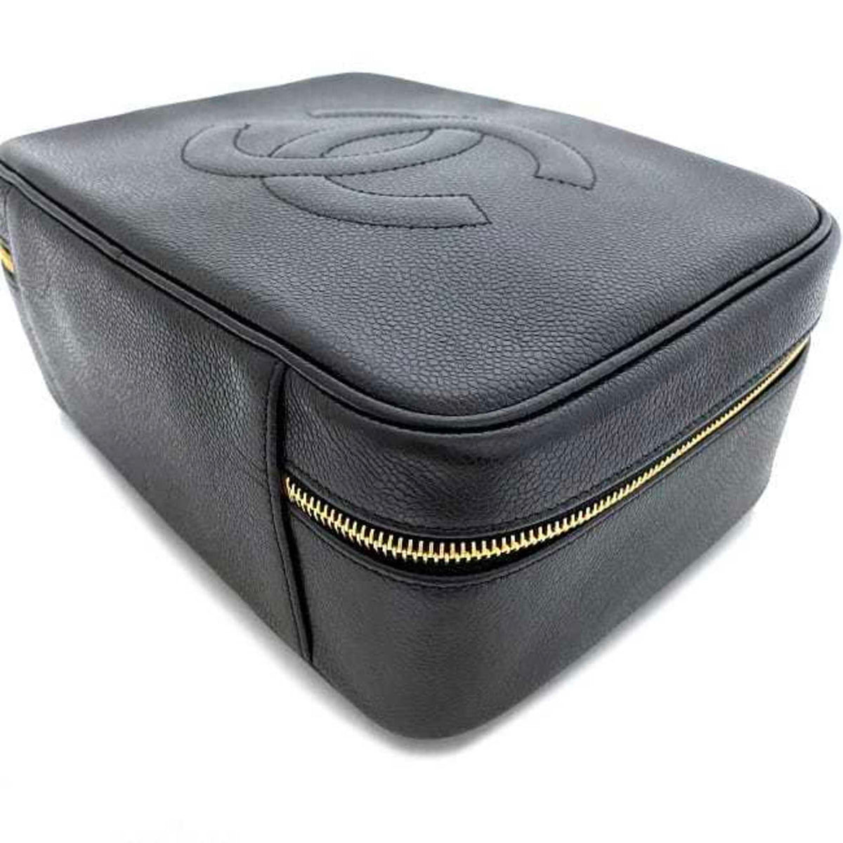 Chanel Black Leather Handbag Vanity Bag (Pre-Owned)