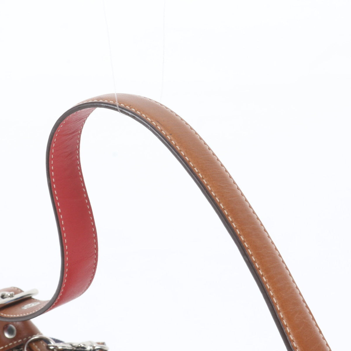 Coach Blue Red Color Leather Canvas Handbag Shoulder Bag (Pre-Owned)