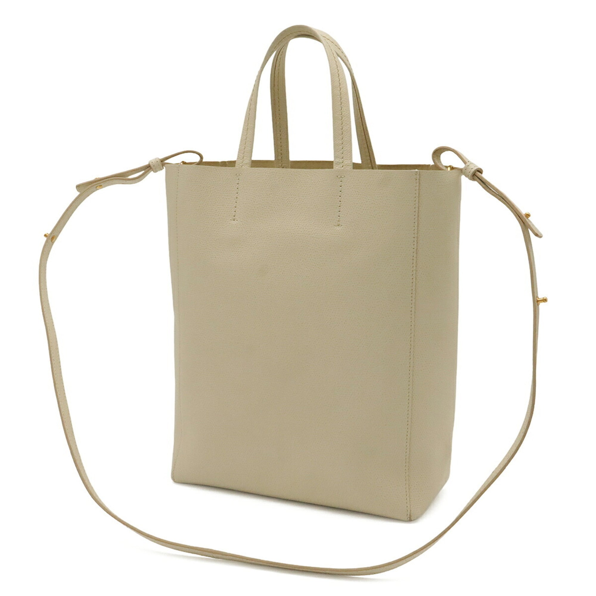 Celine Ivory White Leather Shoulder Bag Tote Bag (Pre-Owned)