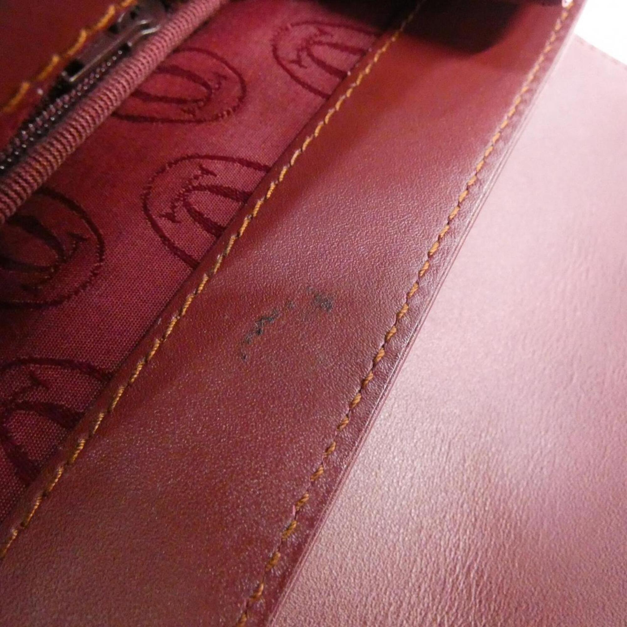 Cartier Bordeaux Leather Handbag (Pre-Owned)