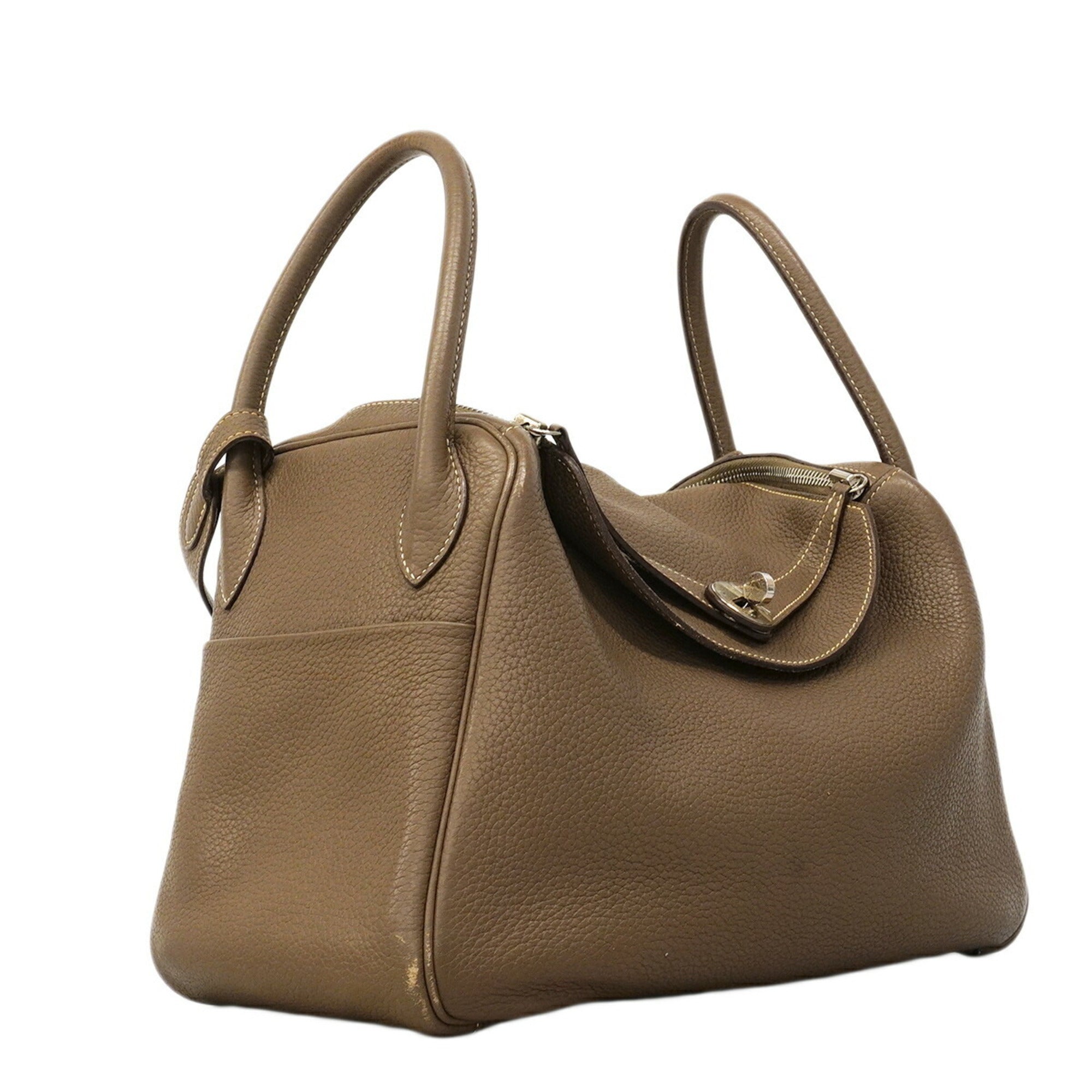 Hermes Gray Taurillon Clemence Leather Handbag (Pre-Owned)