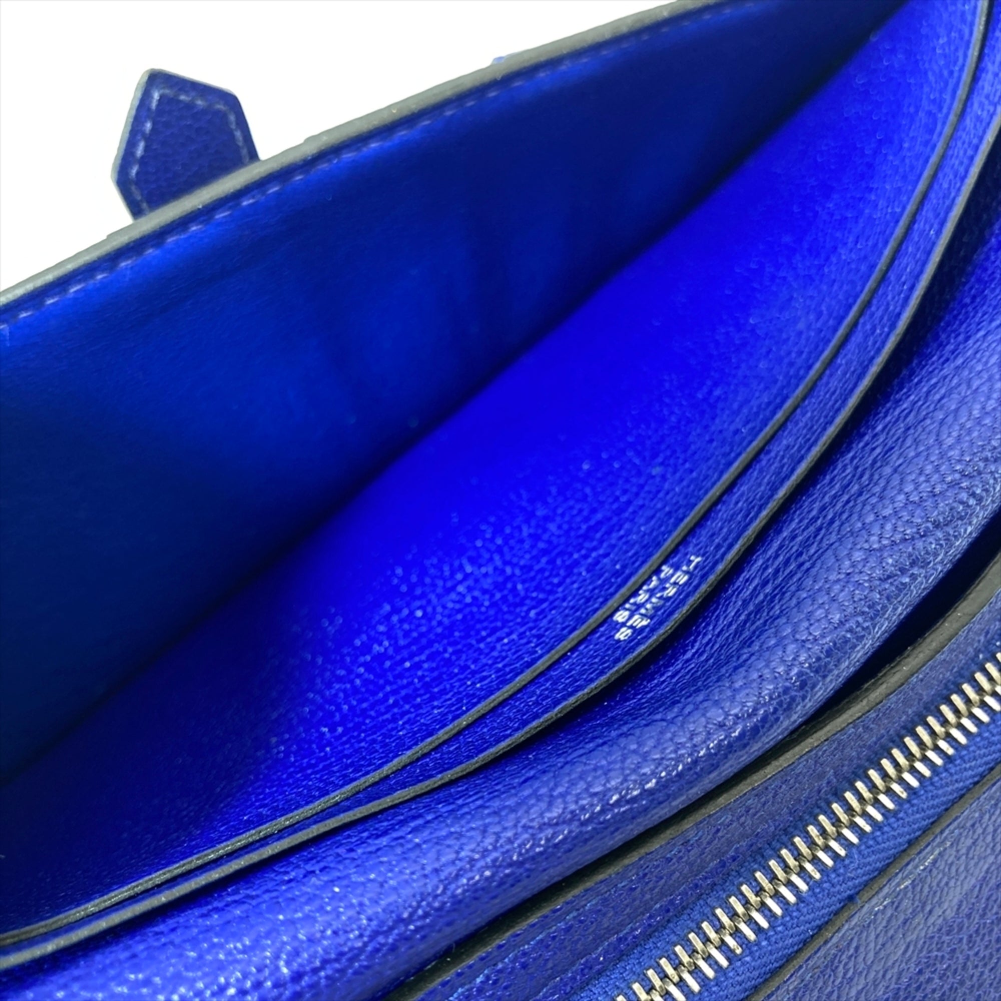 Hermes Blue Chevre Leather Long Wallet (Bi-Fold) (Pre-Owned)