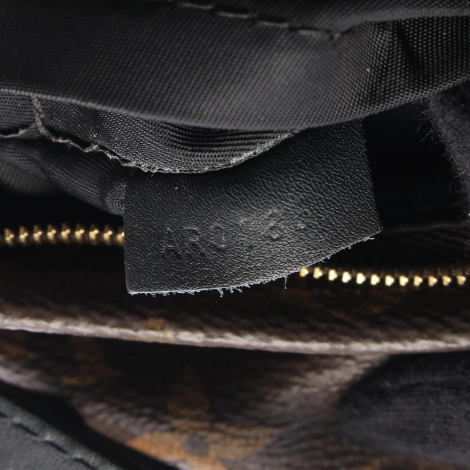 Louis Vuitton Black Brown Coated Canvas Leather Backpack Handbag (Pre-Owned)
