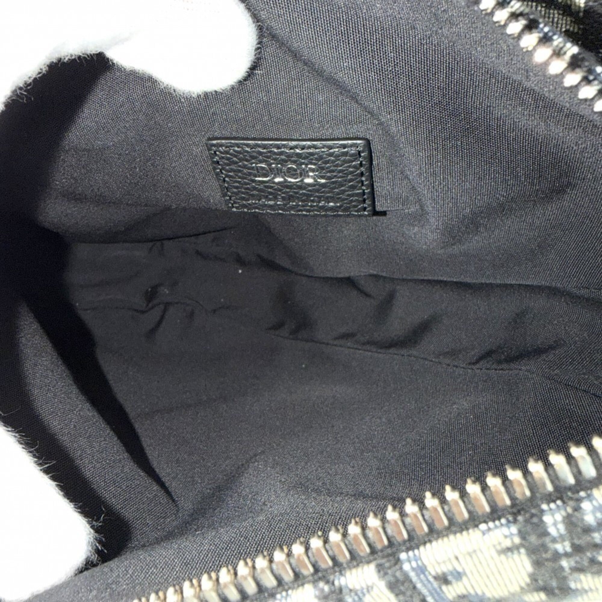 Christian Dior Beige Black Navy White Canvas Saddle Bag Shoulder Bag Sling Bag (Pre-Owned)