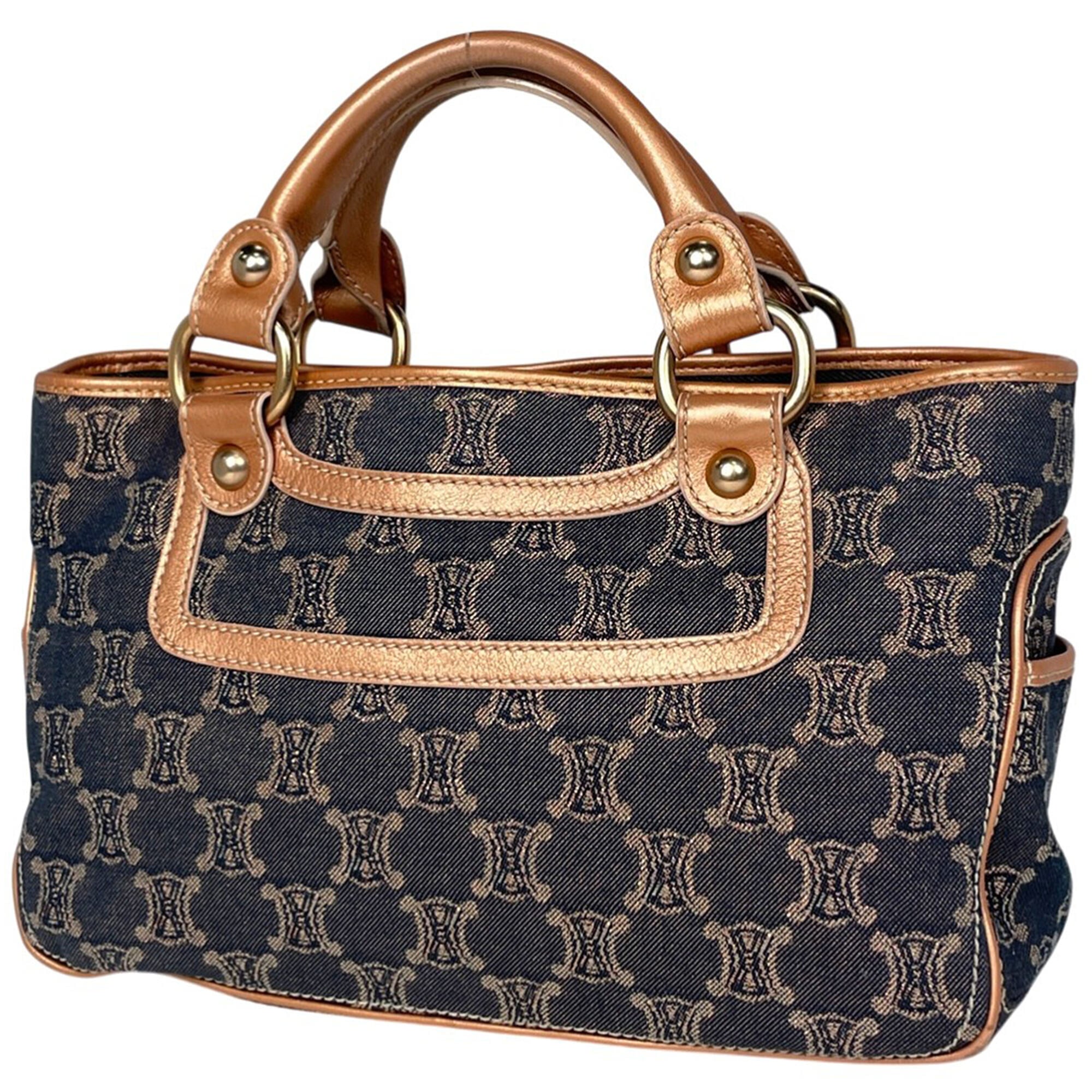 Celine Blue Brown Denim Leather Handbag (Pre-Owned)