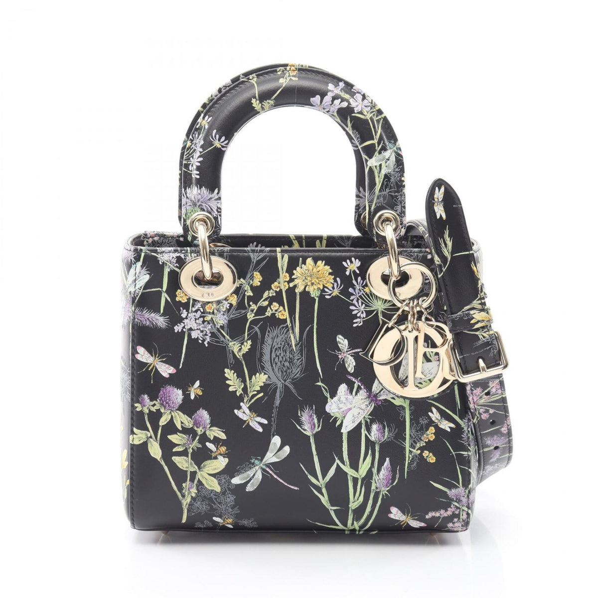 Christian Dior Lady Dior Black Multi-Color Leather Handbag (Pre-Owned)