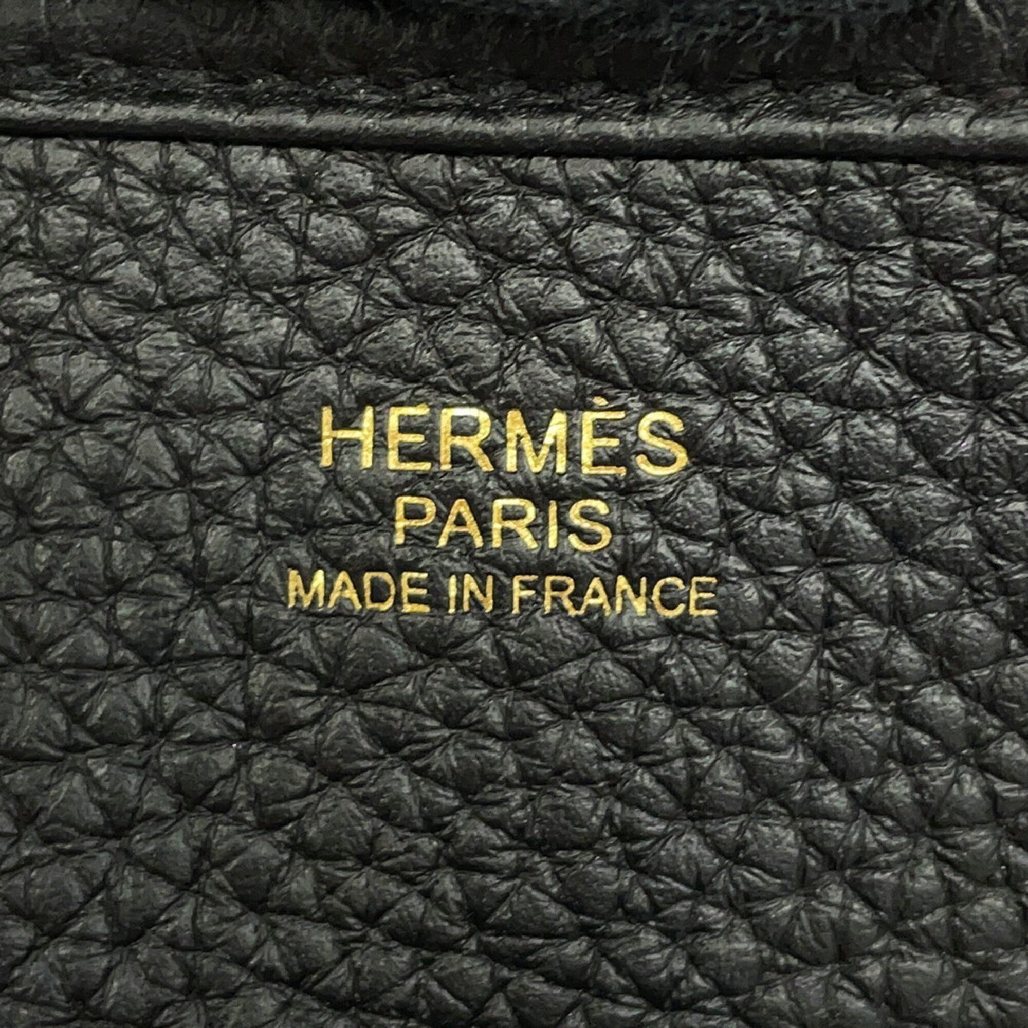 Hermes Evelyne Black Taurillon Clemence Leather Handbag Shoulder Bag (Pre-Owned)