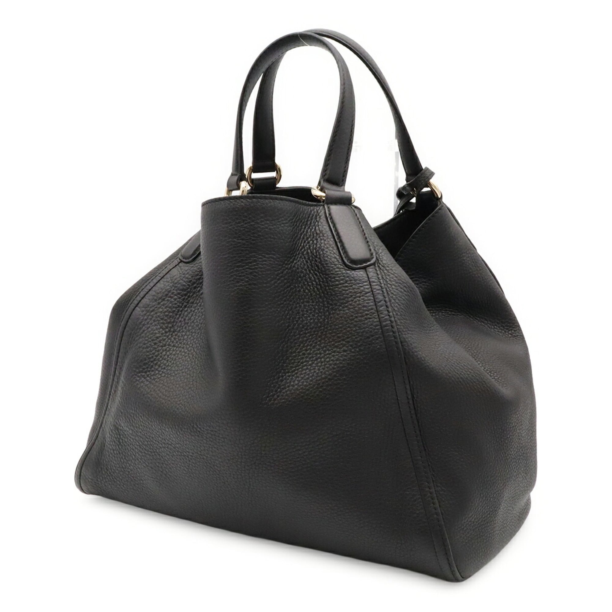 Gucci Black Leather Shoulder Bag Tote Bag (Pre-Owned)