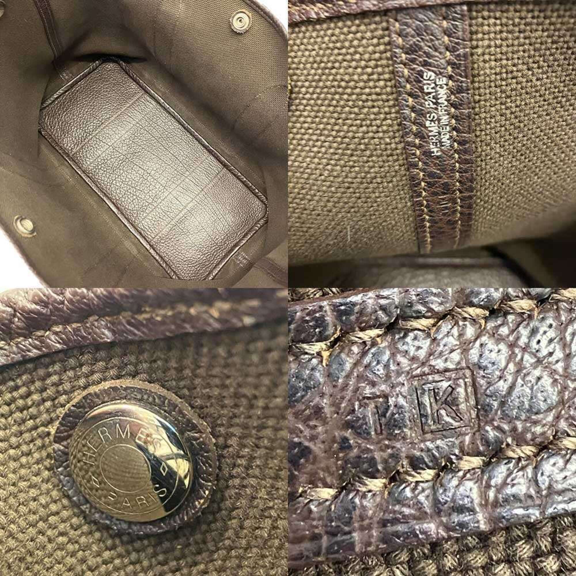 Hermes Garden Brown Toile So H Tote Bag (Pre-Owned)