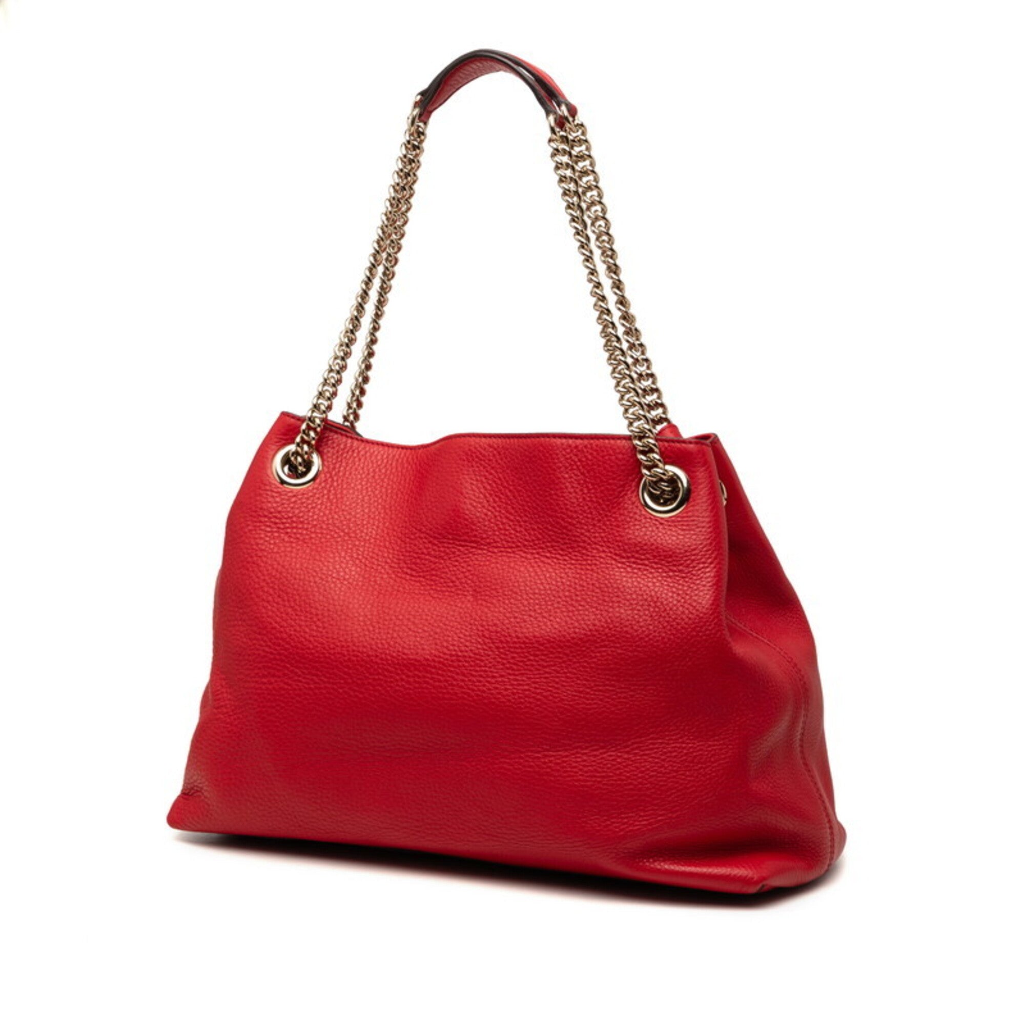 Gucci Red Color Leather Shoulder Bag Tote Bag (Pre-Owned)