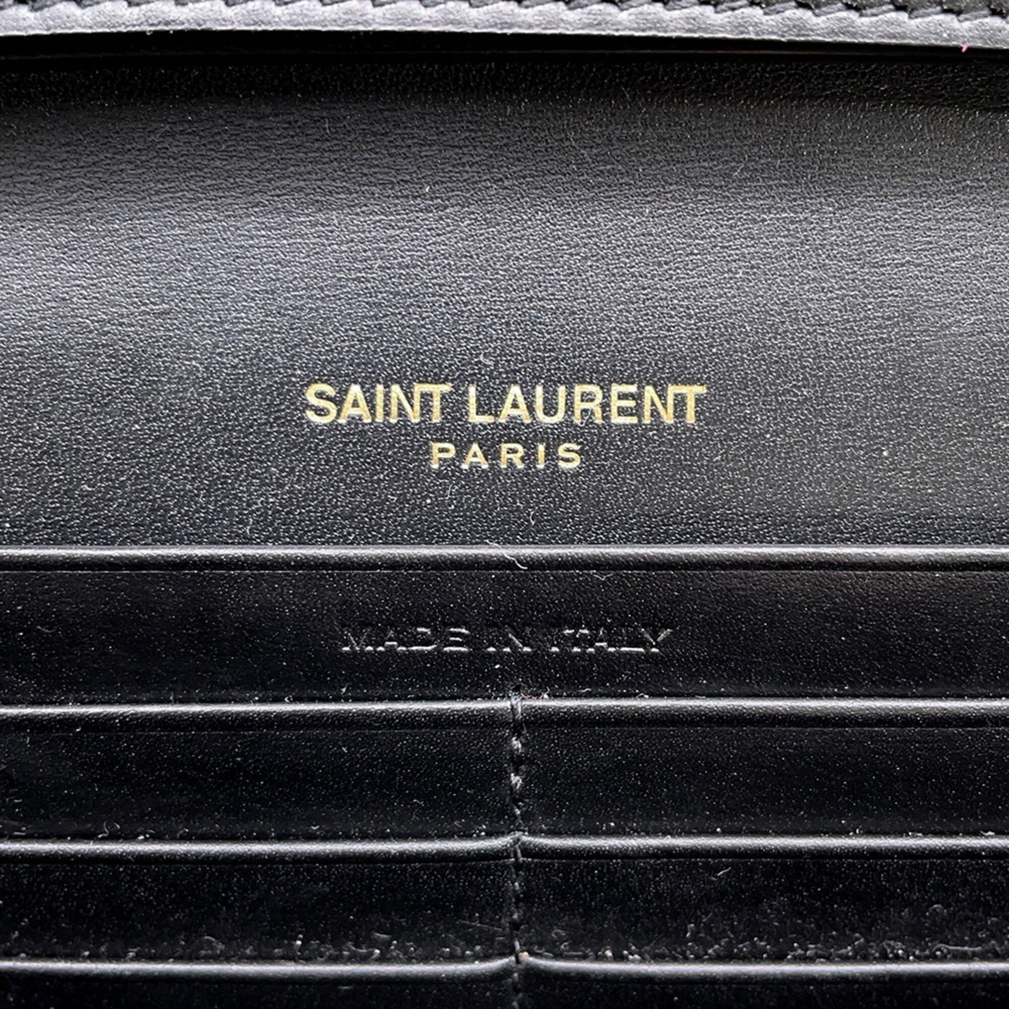 Yves Saint Laurent Black Leather Chain/Shoulder Wallet (Pre-Owned)
