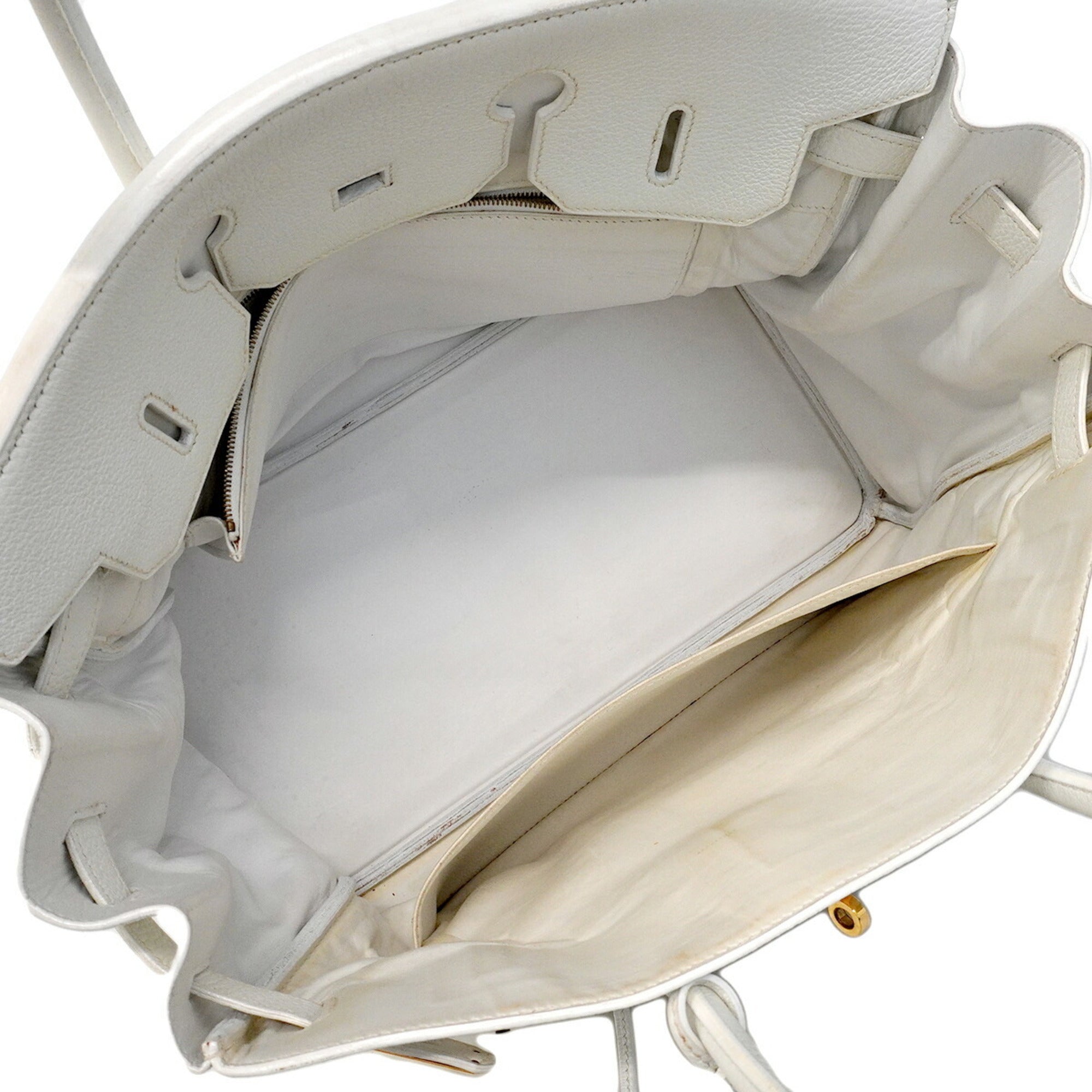 Hermes White Togo Leather Handbag (Pre-Owned)