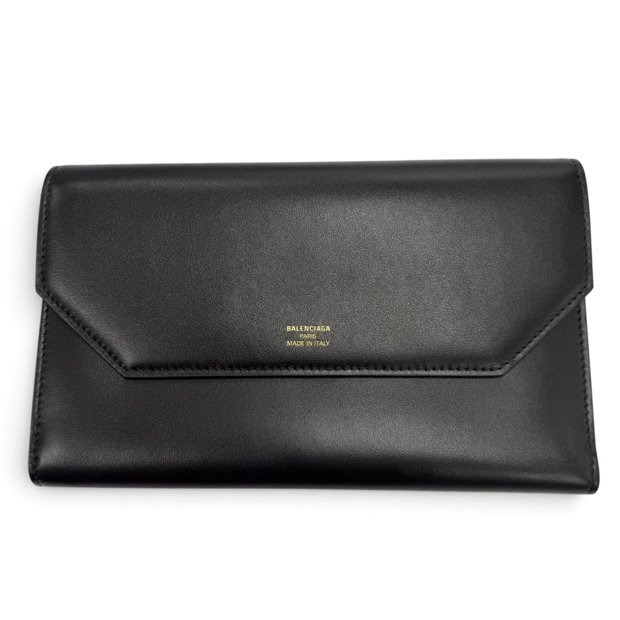Balenciaga Black Leather Long Wallet (Tri-Fold) (Pre-Owned)