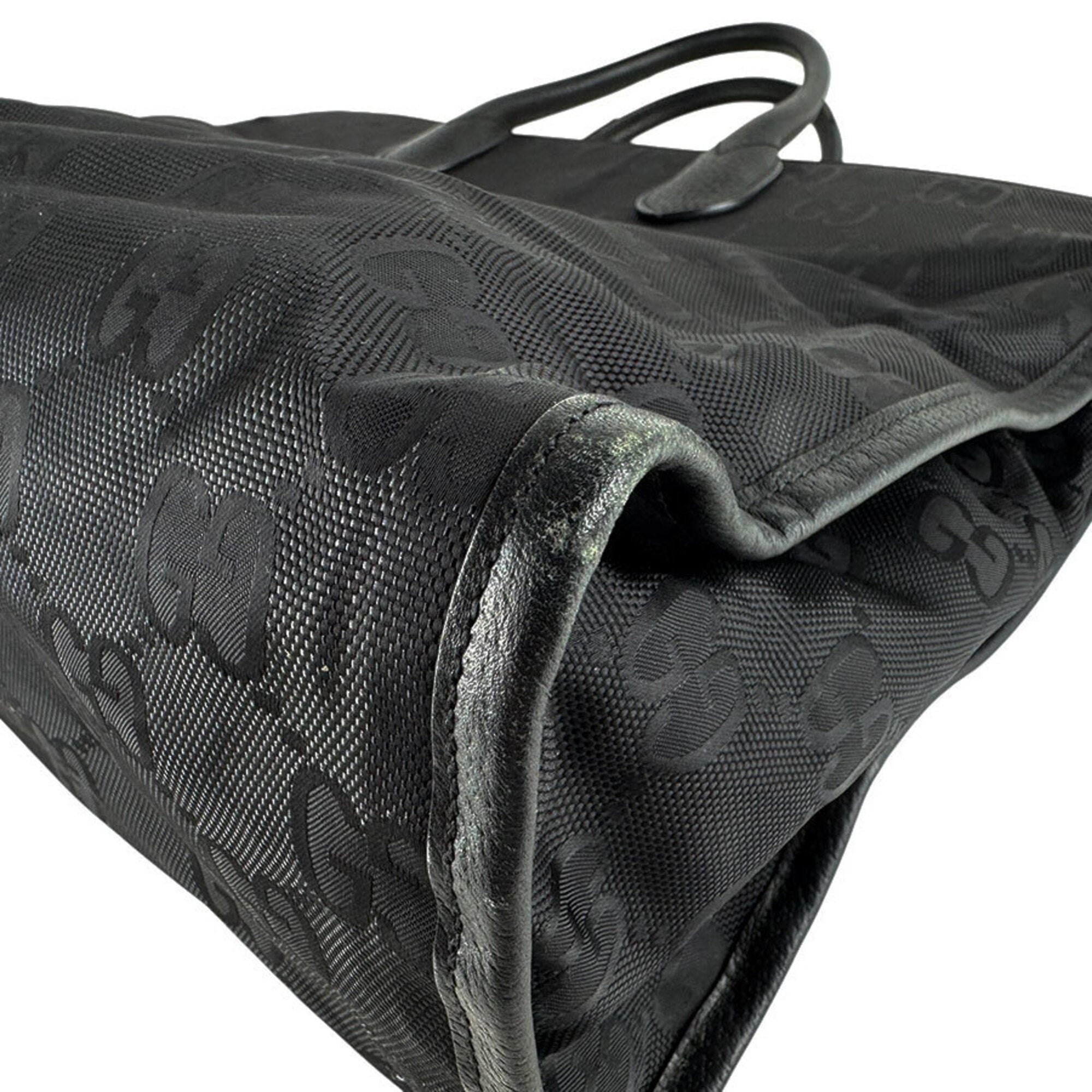 Gucci Black Nylon Leather Handbag Shoulder Bag (Pre-Owned)