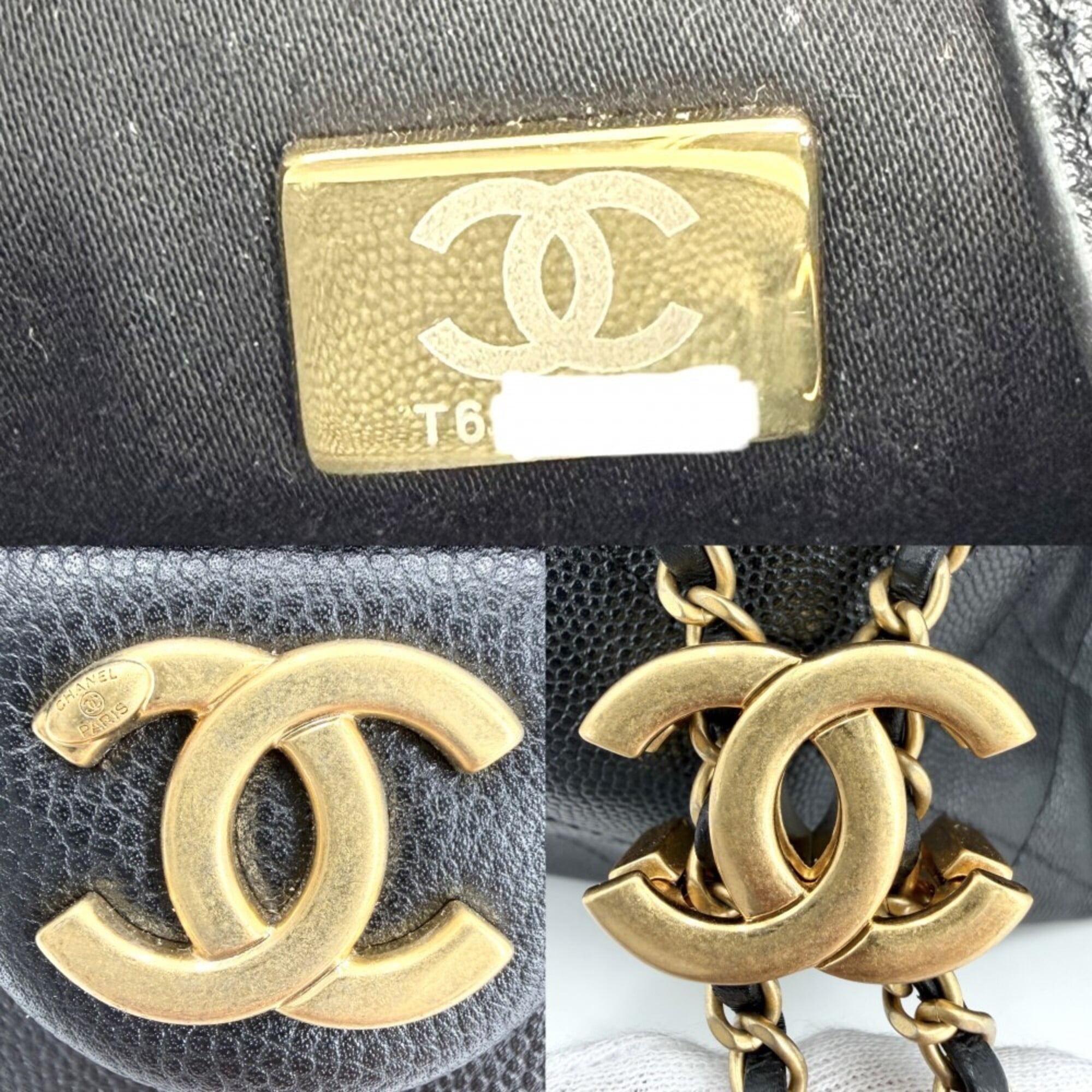 Chanel Black White Grained Calfskin (Pre-Owned)