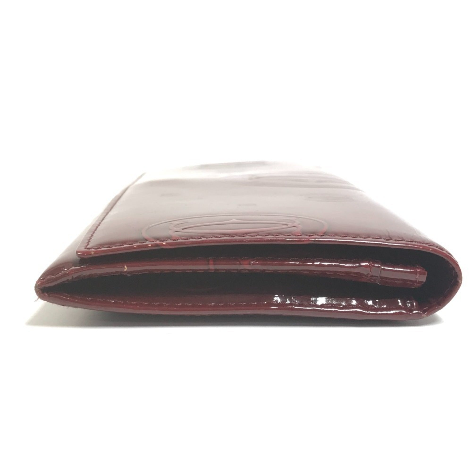 Cartier Red Color Patent Leather Long Wallet (Bi-Fold) (Pre-Owned)