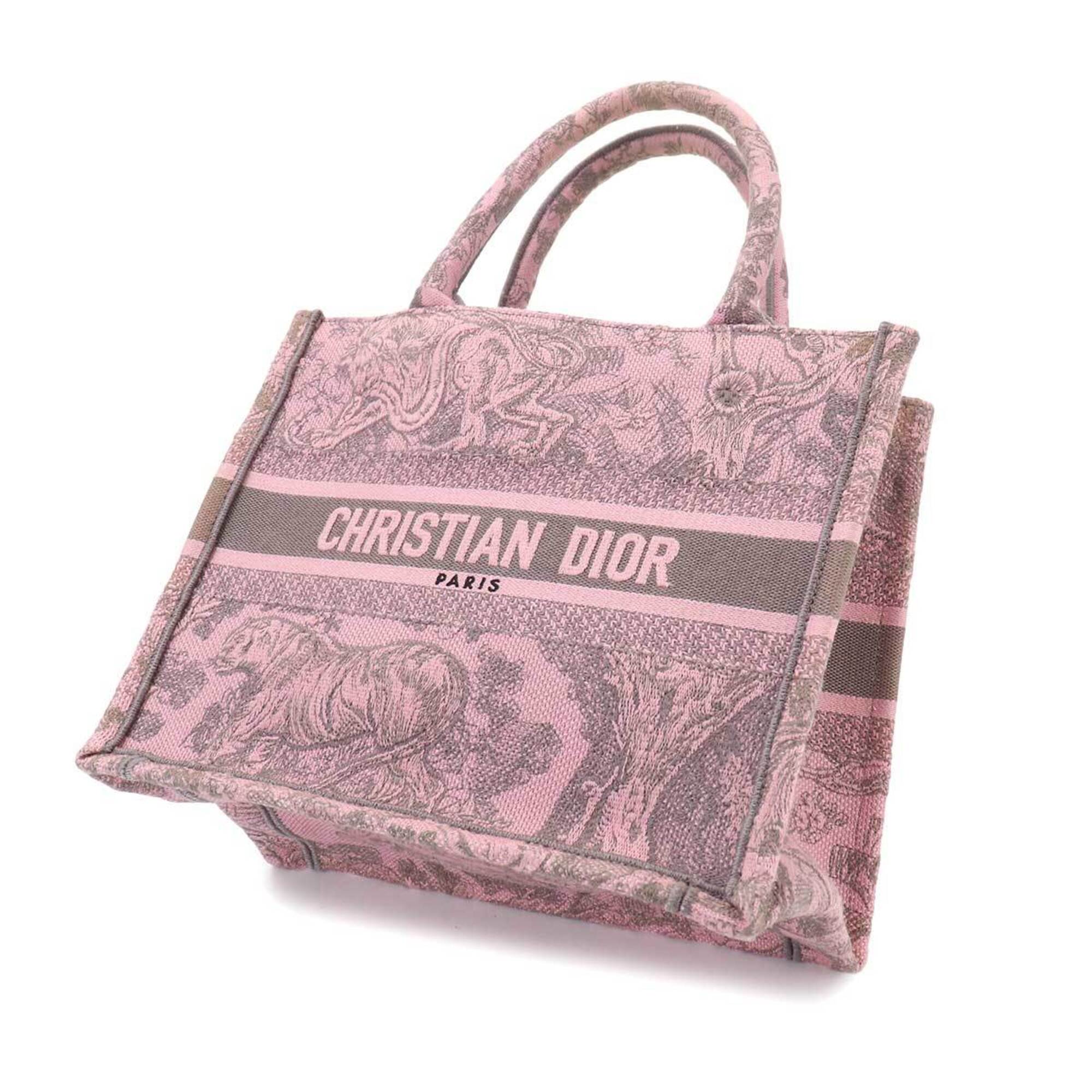 Christian Dior Gray Pink Canvas Handbag Tote Bag (Pre-Owned)