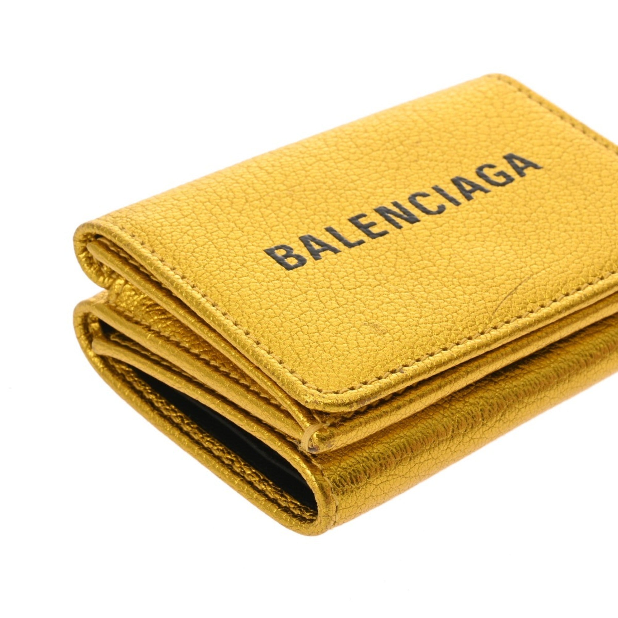 Balenciaga Metallic Gold Leather Wallet (Tri-Fold) (Pre-Owned)