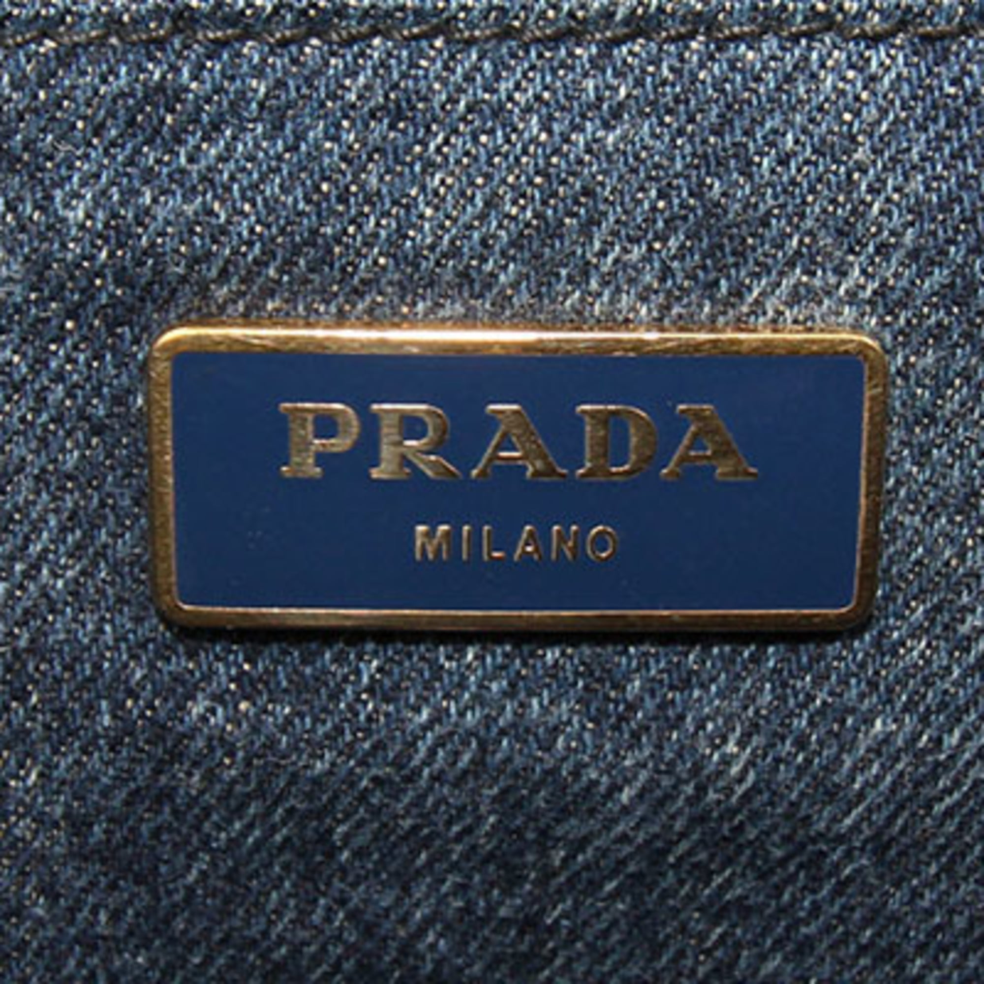 Prada Canapa Avio Blue Denim Handbag (Pre-Owned)