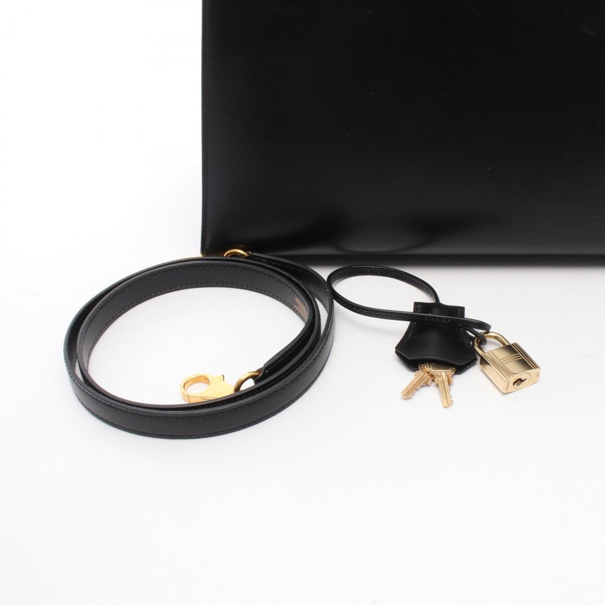 Hermes Black Box Calf Leather Handbag (Pre-Owned)