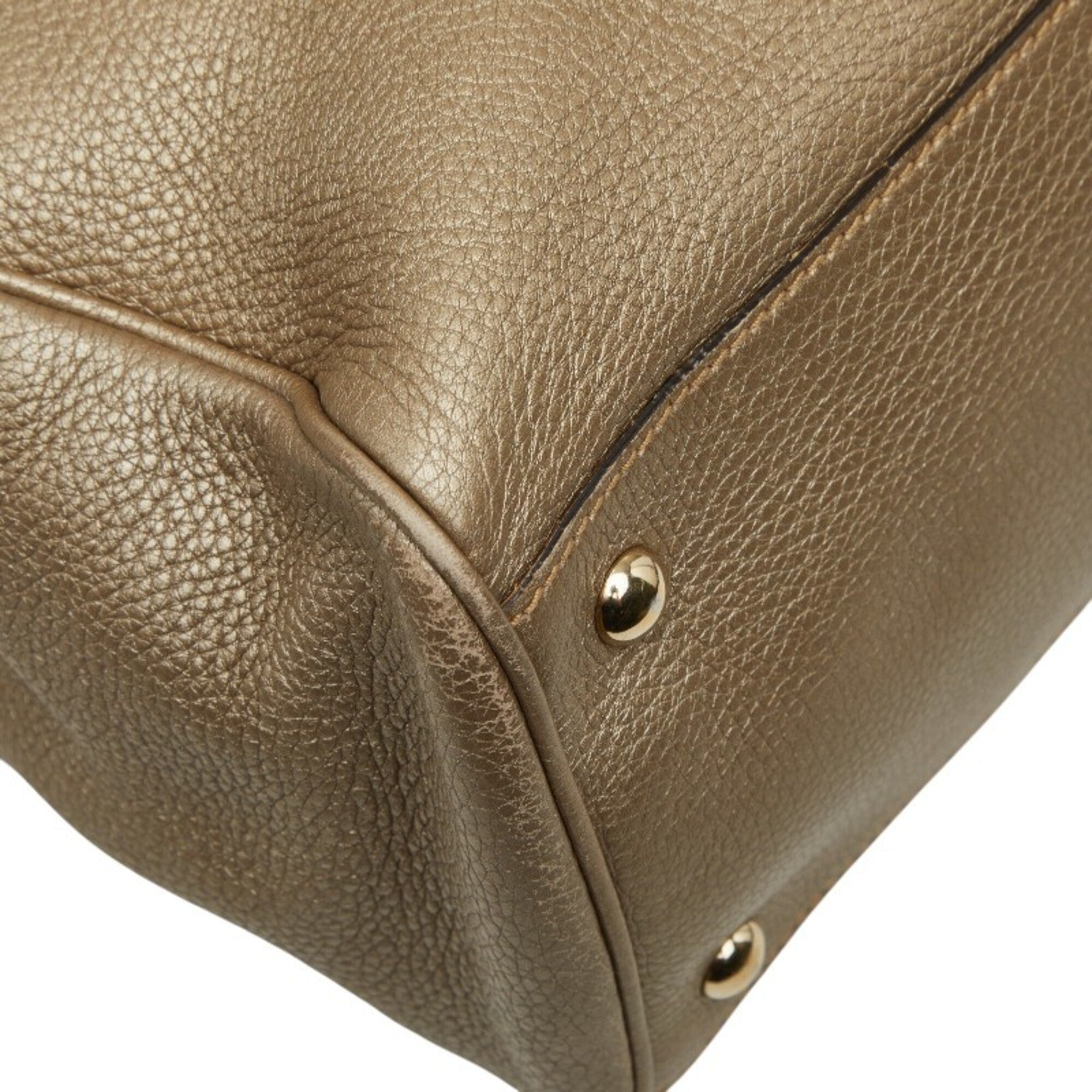 Gucci Brown Gold Leather Handbag Shoulder Bag (Pre-Owned)