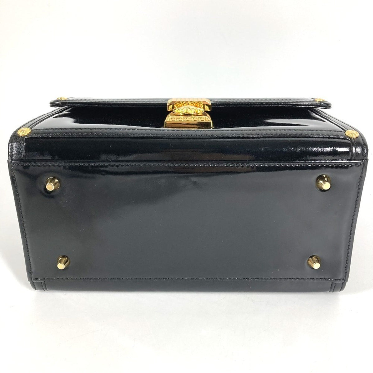 Versace Black Patent Leather Handbag Vanity Bag (Pre-Owned)