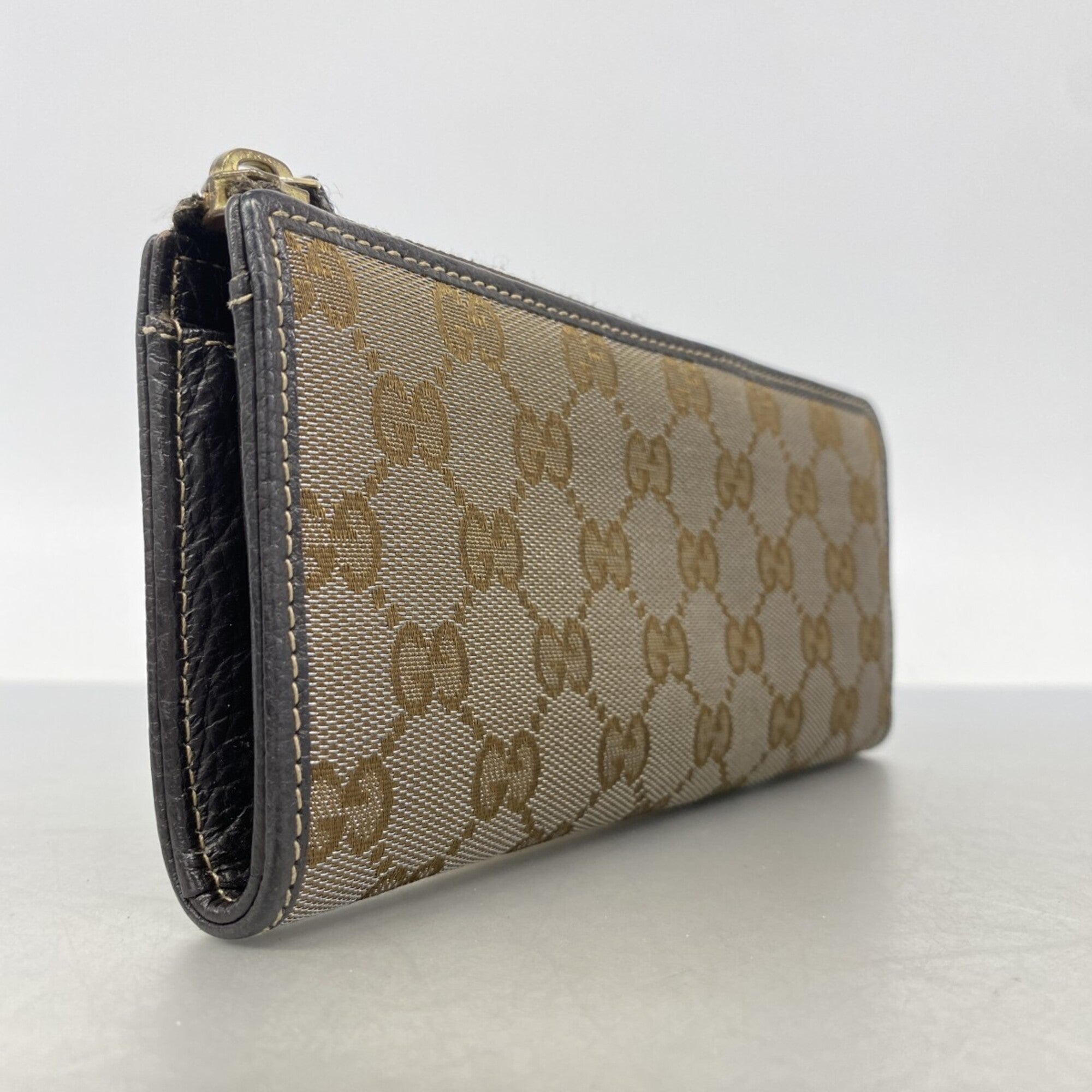 Gucci Brown Canvas Long Wallet (Bi-Fold) (Pre-Owned)