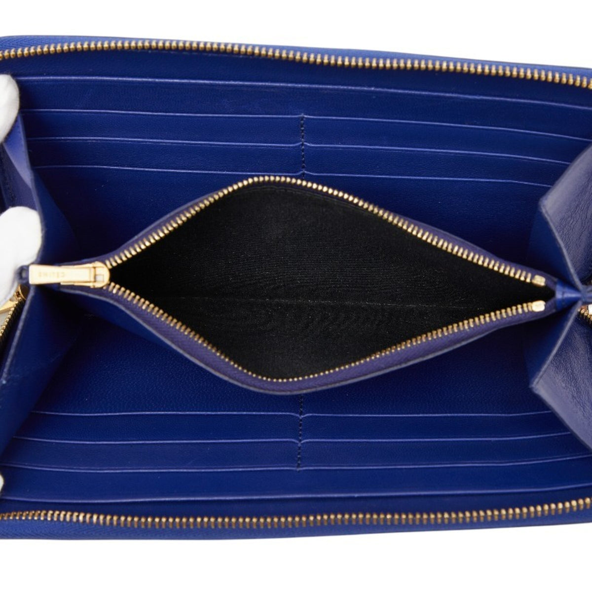 Celine Brown Navy Leather Long Wallet (Bi-Fold) (Pre-Owned)