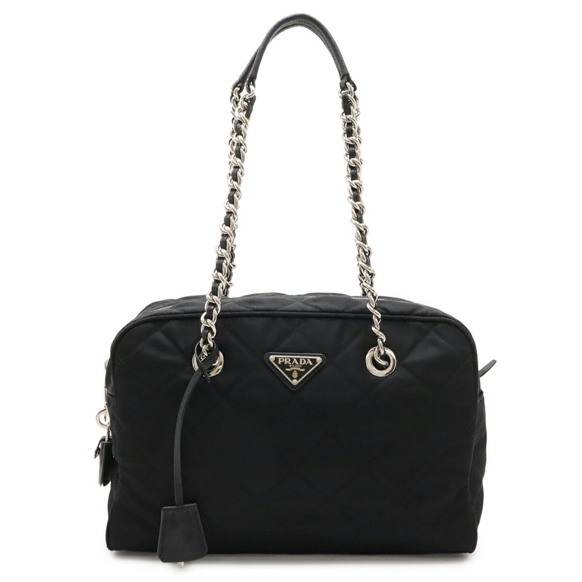 Prada Black Nero Nylon Leather Shoulder Bag (Pre-Owned)