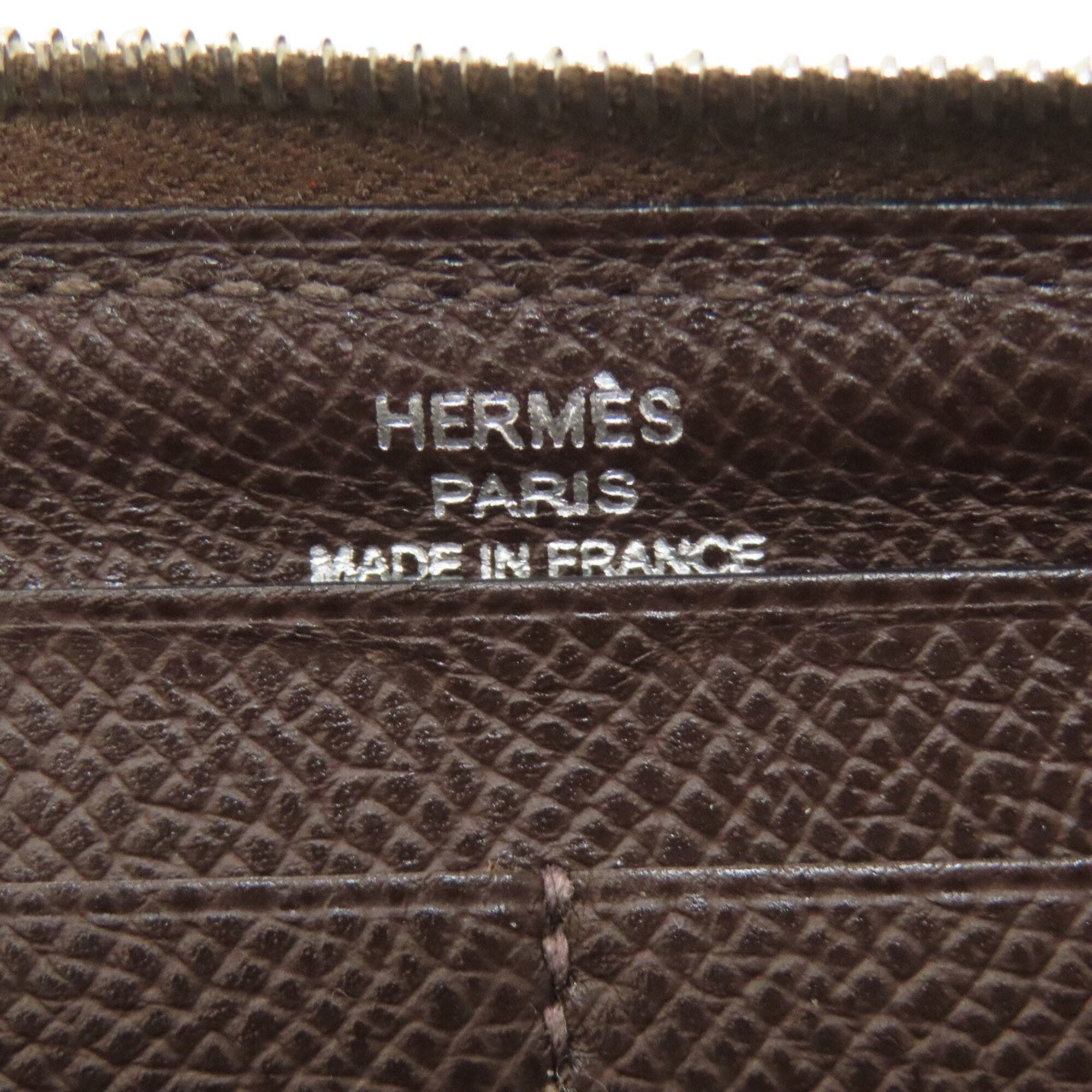 Hermes Azap Dark Brown Epsom Leather Long Wallet (Bi-Fold) (Pre-Owned)