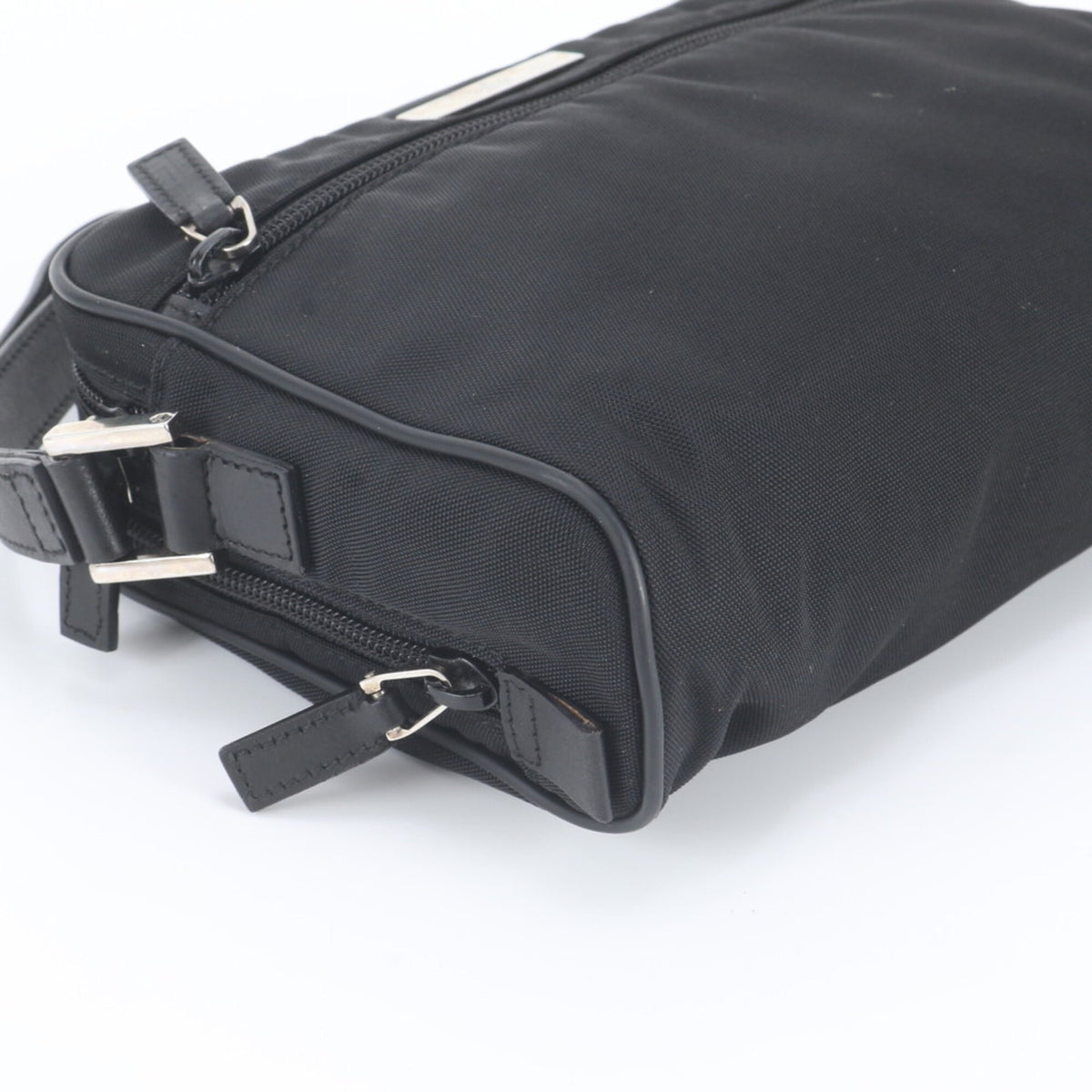 Gucci Black Leather Canvas Clutch Bag Pouch (Pre-Owned)