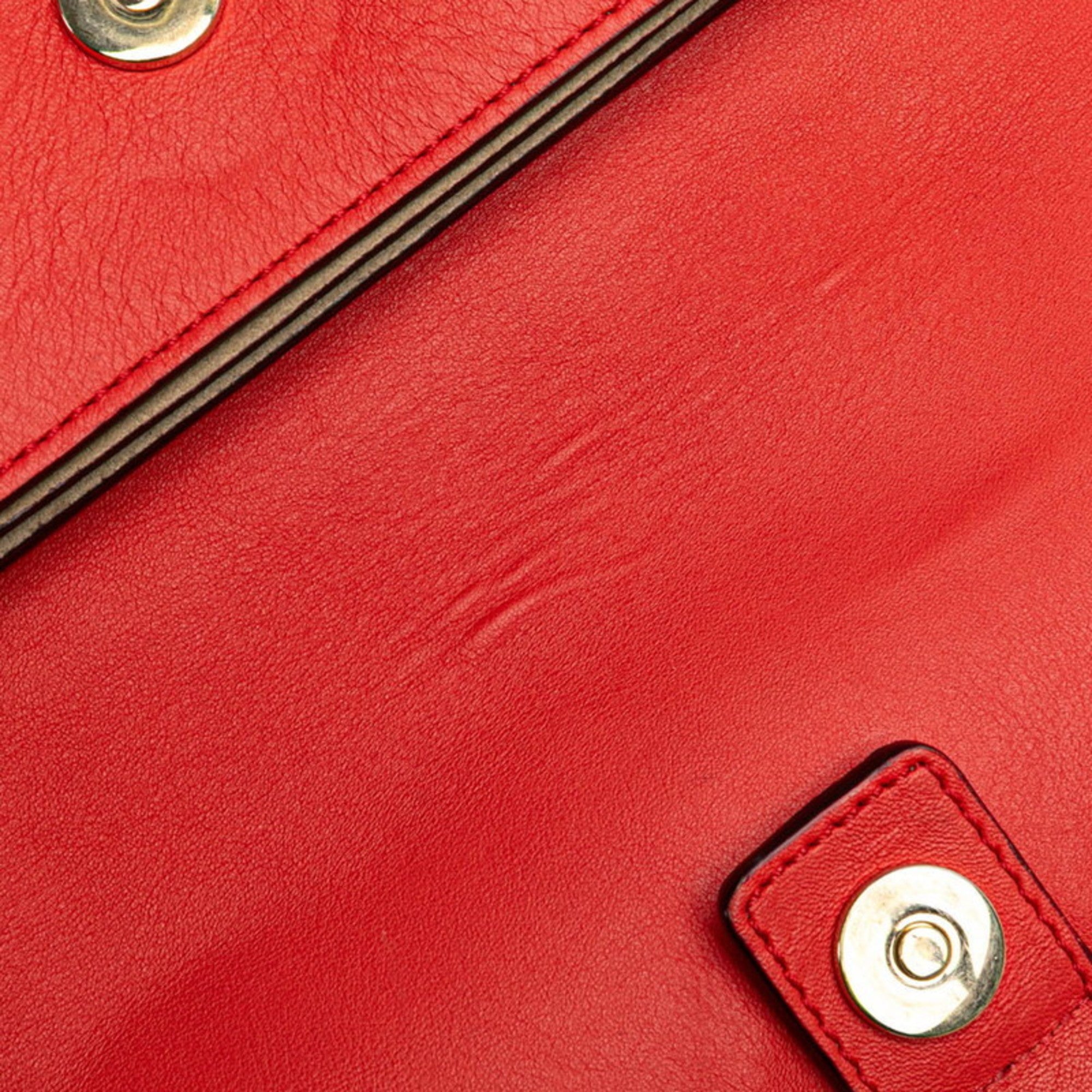 Chloé Red Color Leather Suede Shoulder Bag (Pre-Owned)
