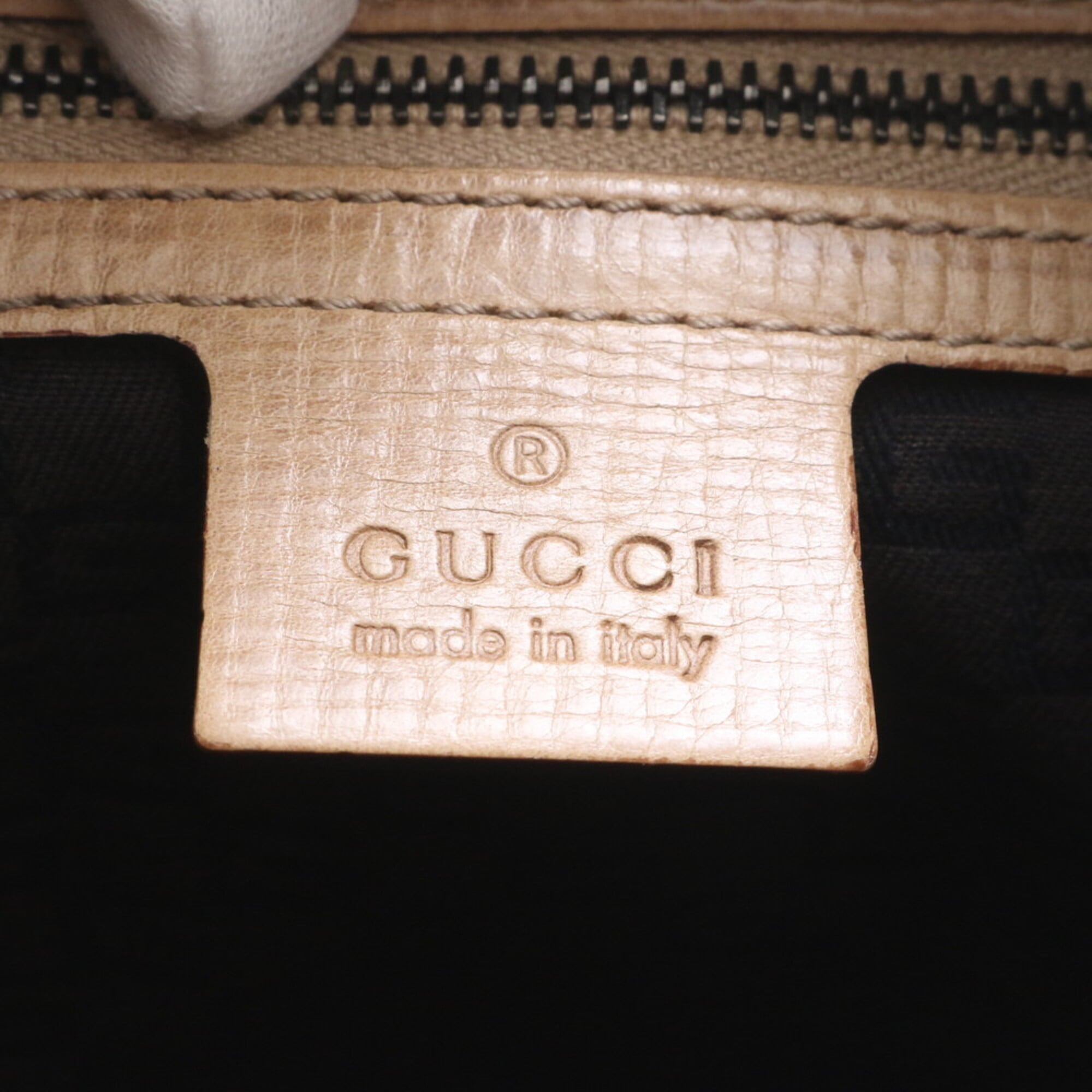 Gucci Beige Leather Handbag Shoulder Bag (Pre-Owned)