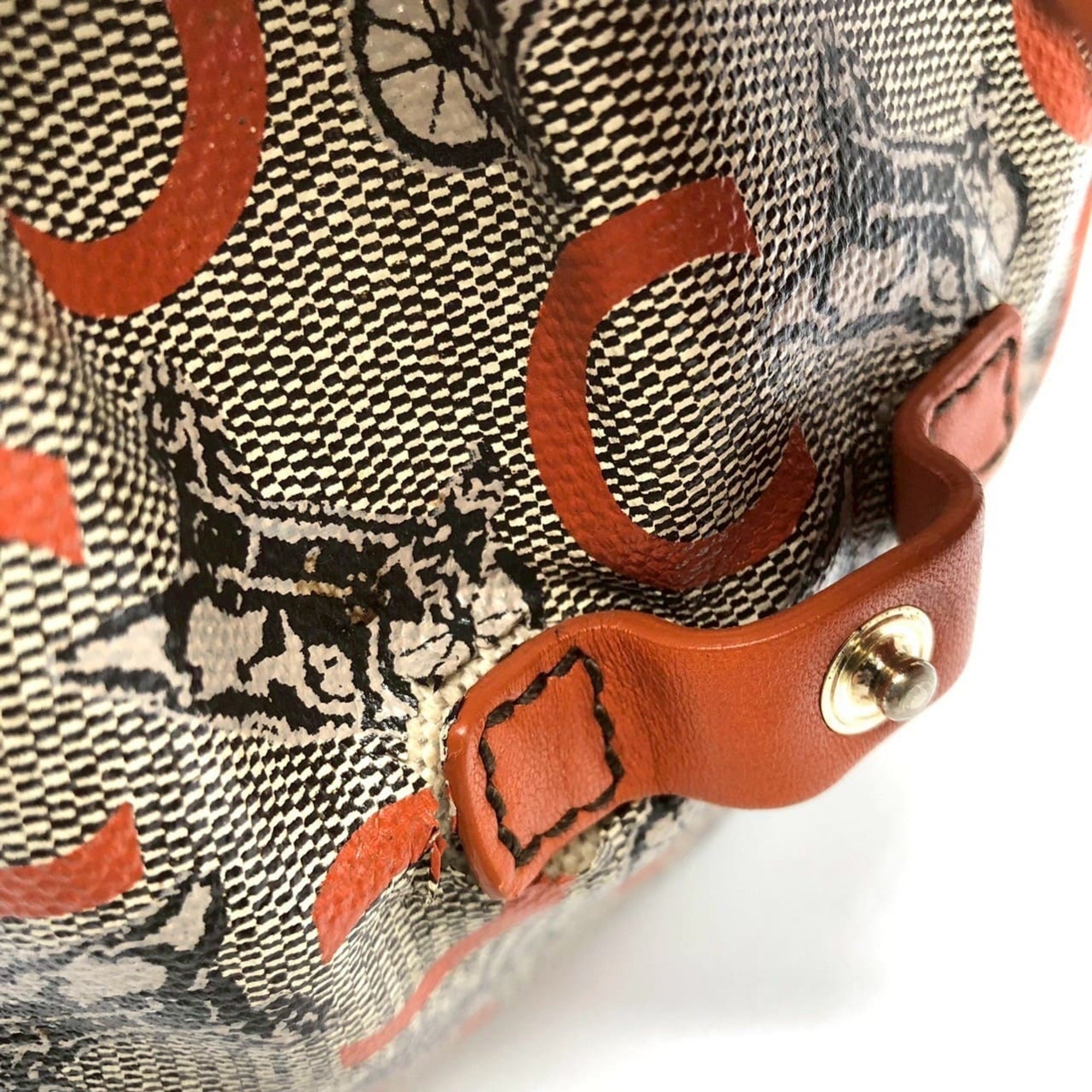 Celine Orange Canvas Leather Handbag (Pre-Owned)