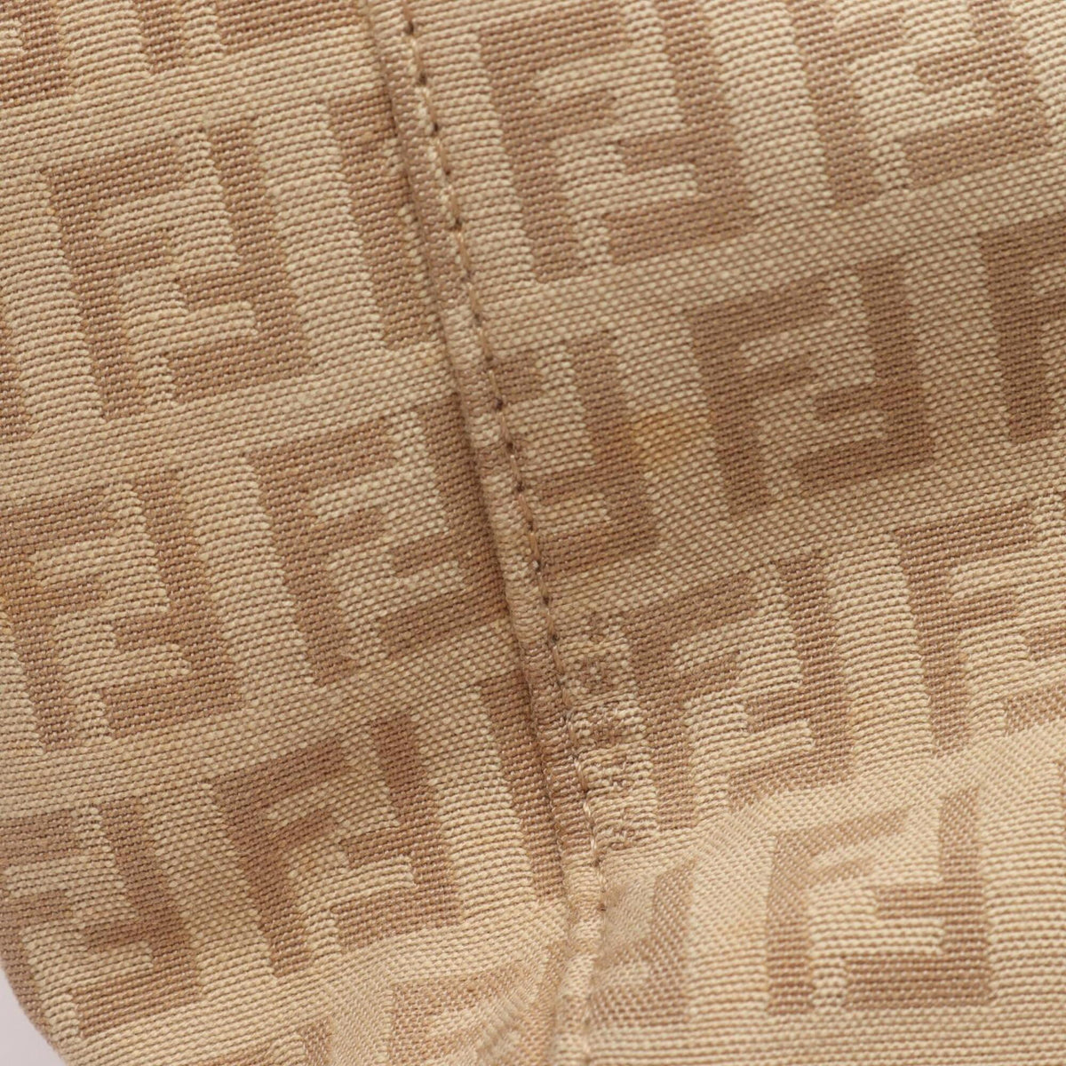 Fendi Zucchino Beige Canvas Leather Handbag Tote Bag (Pre-Owned)