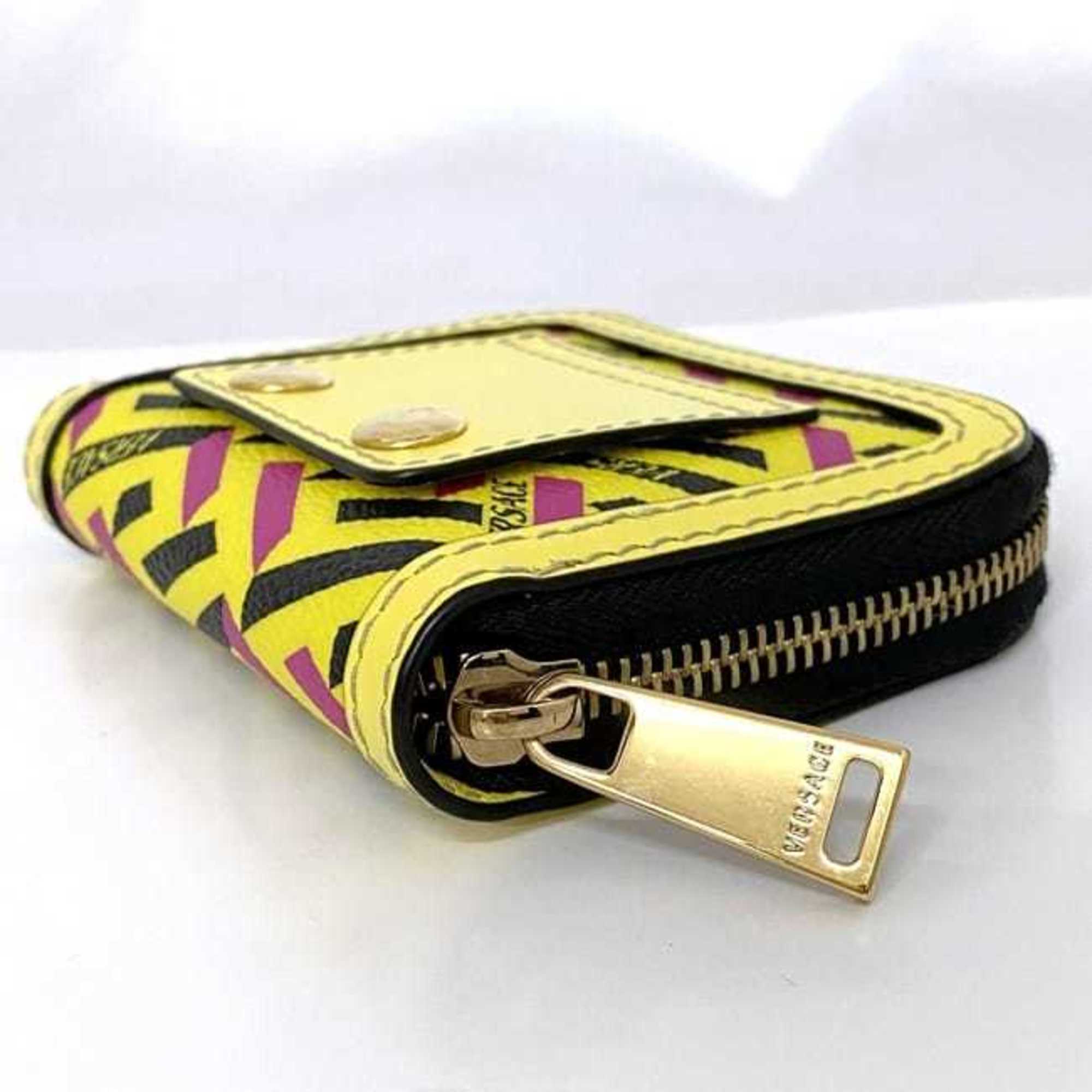 Versace Yellow Leather Coin Purse/Coin Case (Pre-Owned)