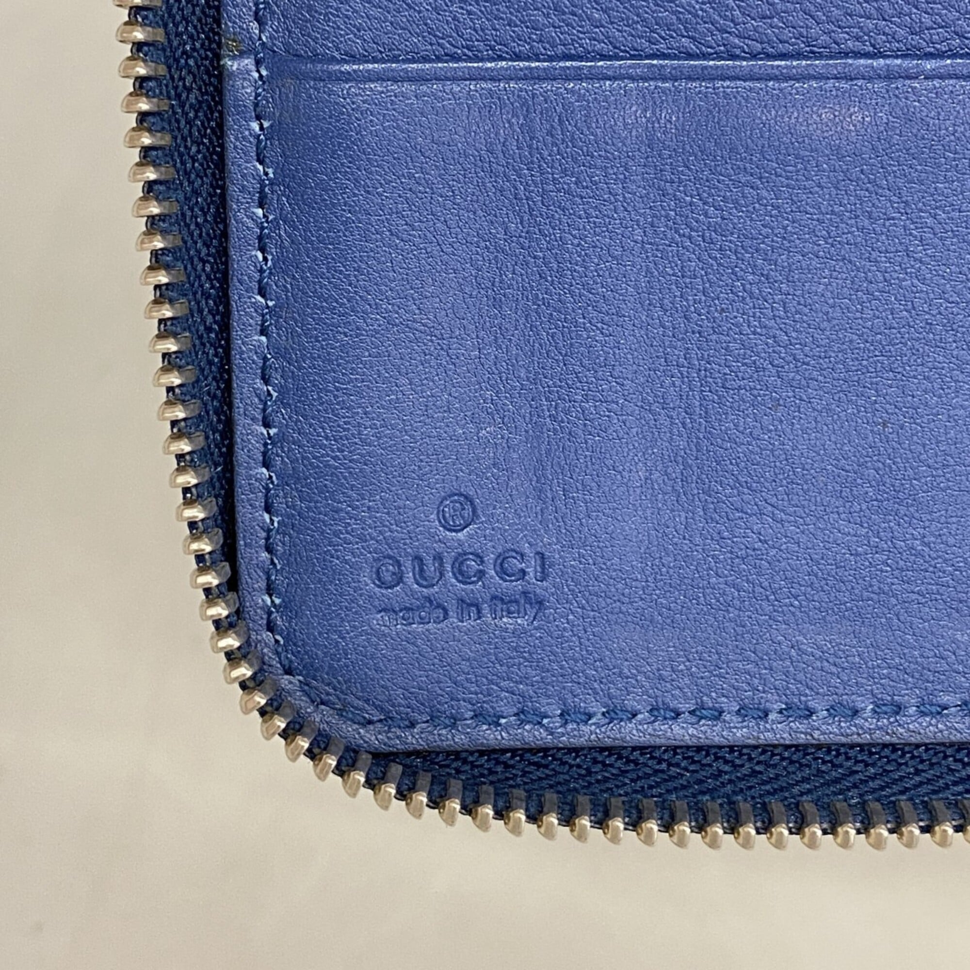 Gucci Blue Leather Long Wallet (Bi-Fold) (Pre-Owned)